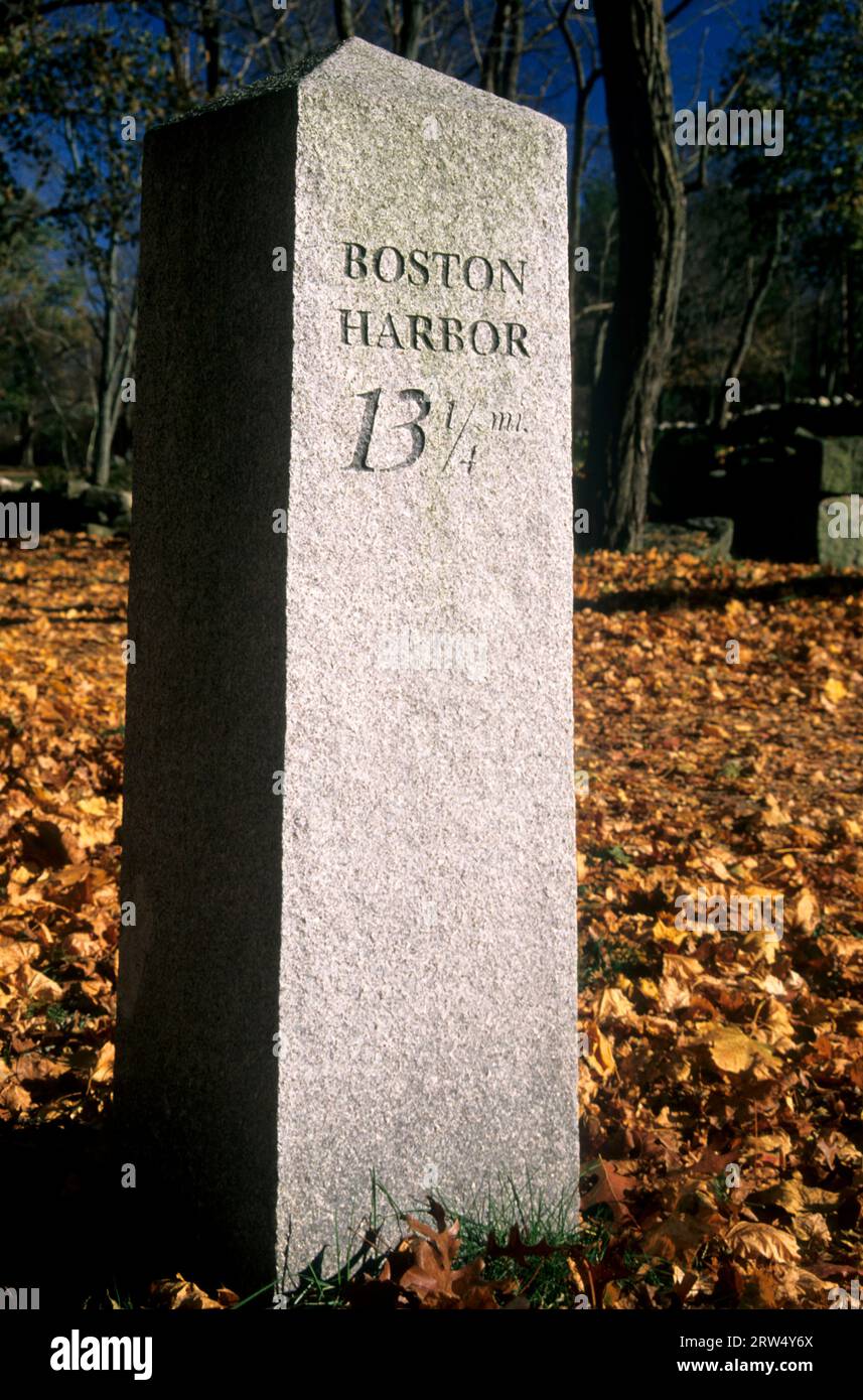 Battle Road, marqueur de Minute Man National Historical Park, Massachusetts Banque D'Images