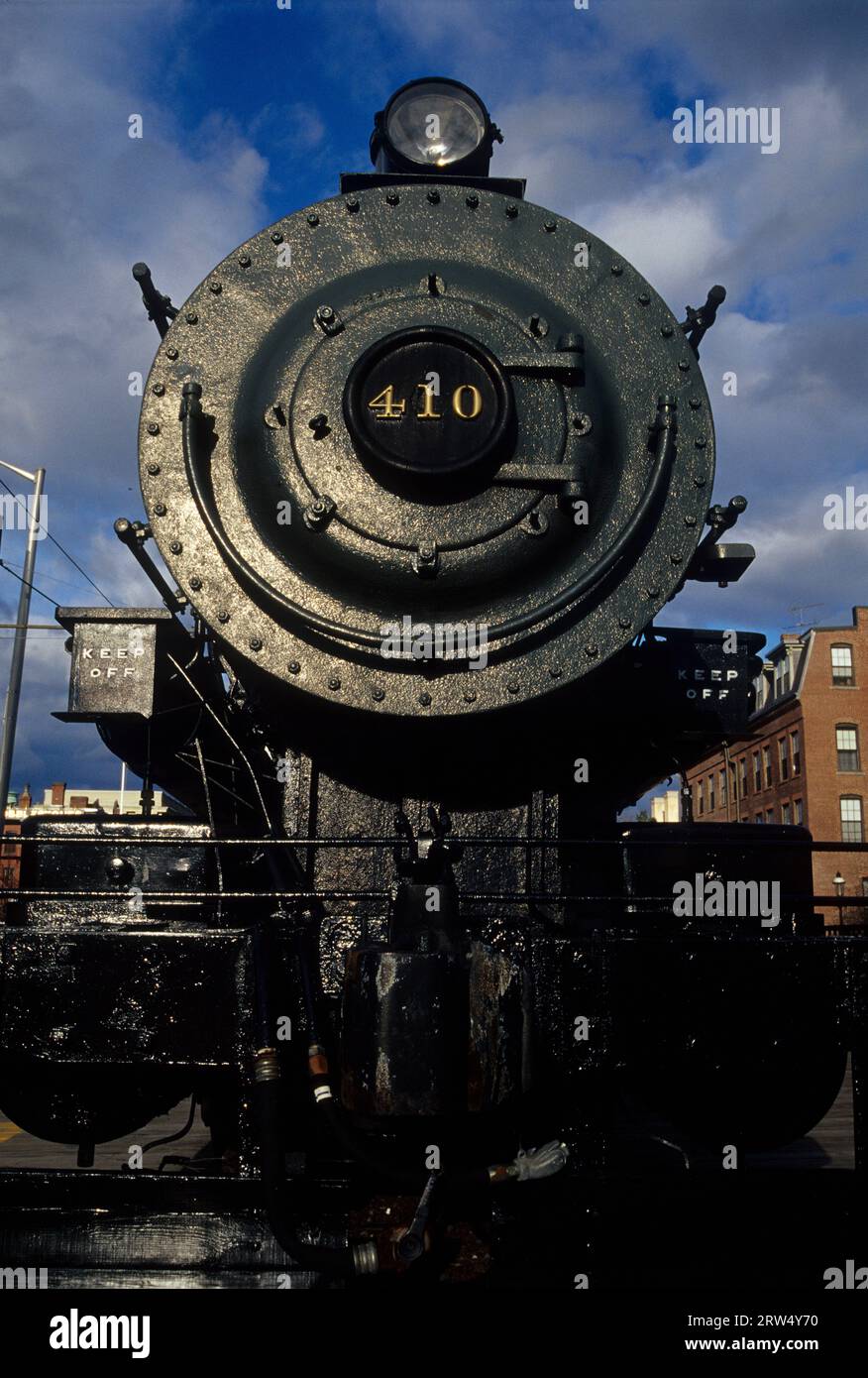 Exposition ferroviaire avant du moteur, Lowell National Historic Park, Massachusetts Banque D'Images