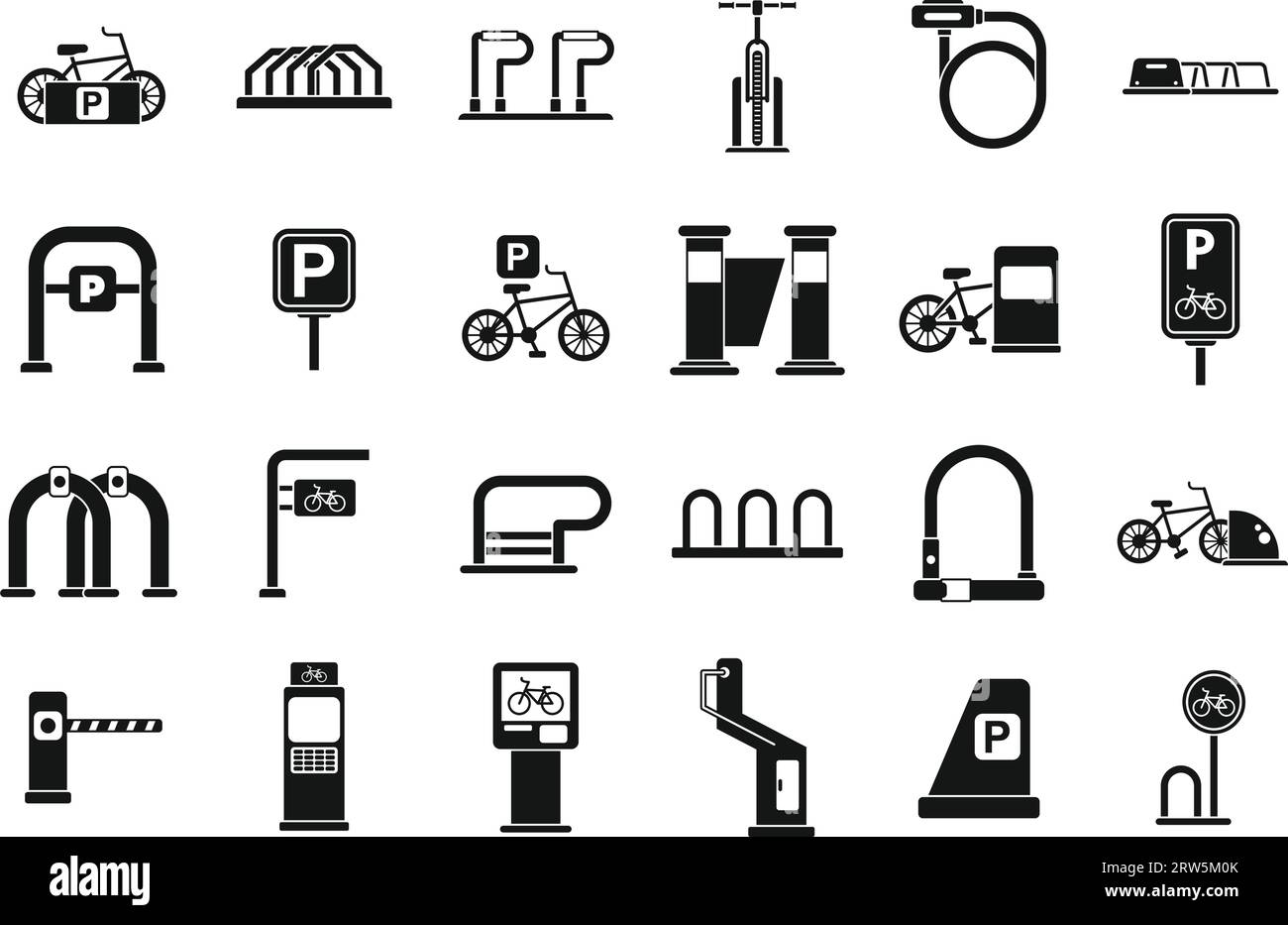 Icônes de stationnement de vélos ensemble vecteur simple. Parc à vélos. Cycle de location Illustration de Vecteur