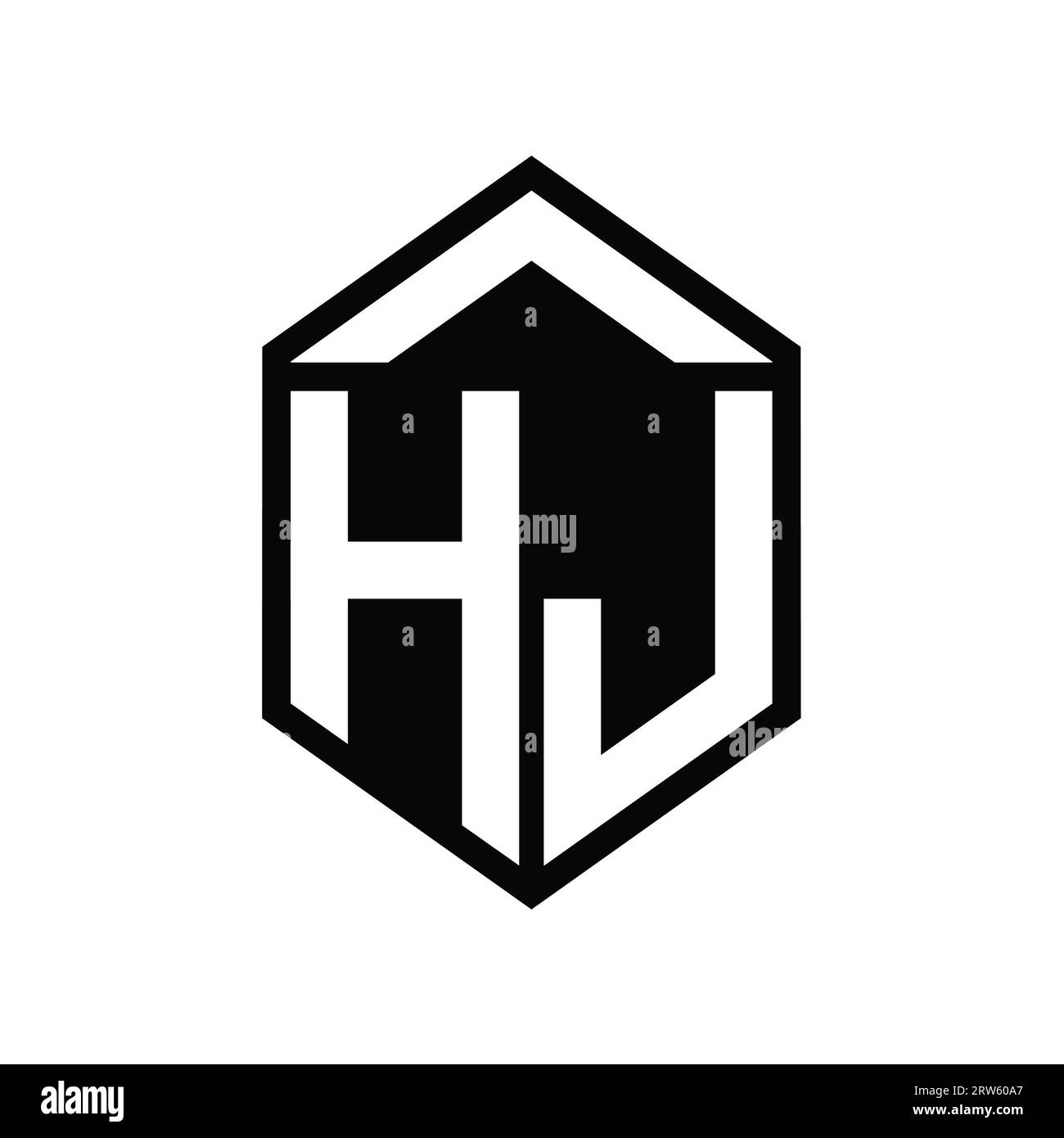 HJ Letter logo monogramme simple forme de bouclier hexagonal modèle de conception de style isolé Banque D'Images