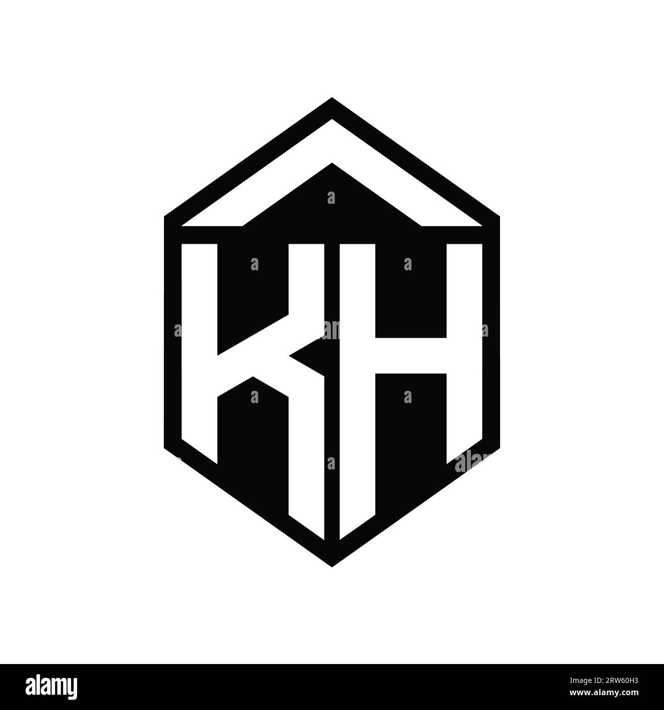 KH Letter logo monogramme simple forme de bouclier hexagonal modèle de conception de style isolé Banque D'Images