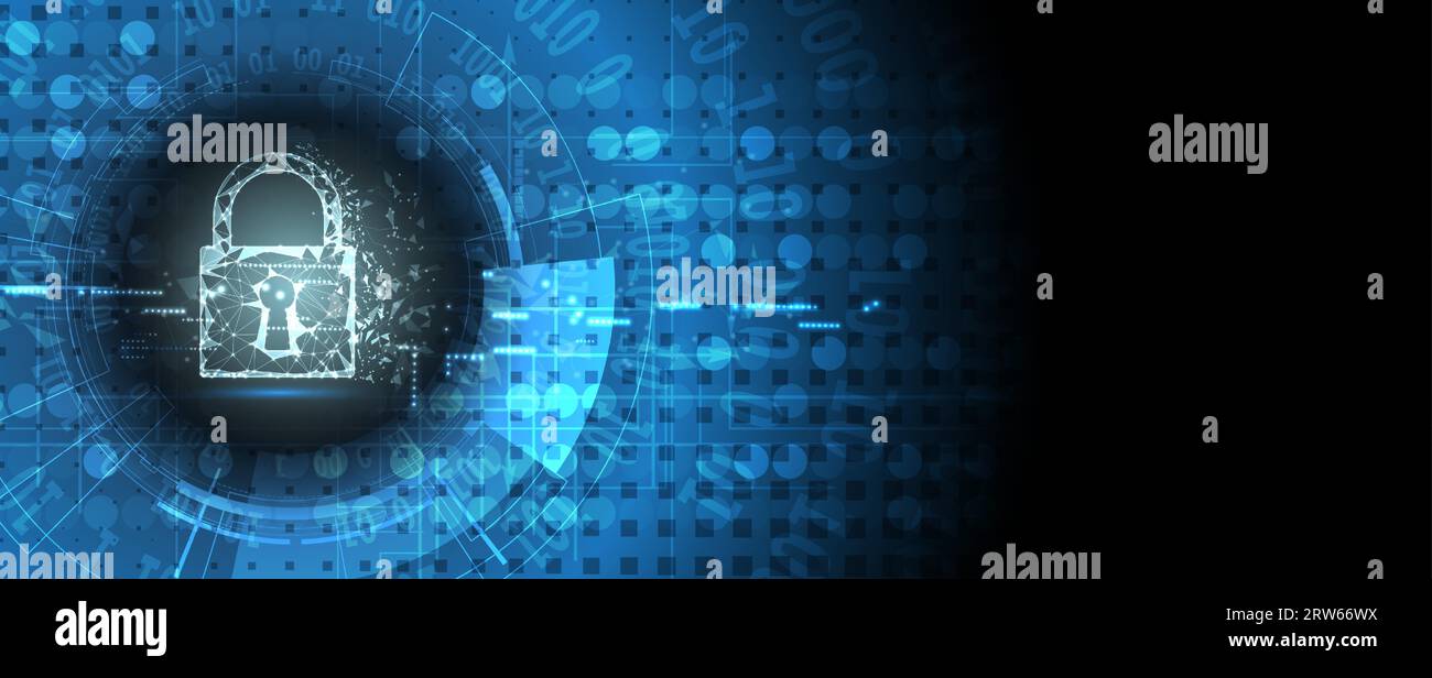 concept de technologie de cybersécurité numérique d'internet pour le contexte d'affaires. Verrou sur carte de circuit imprimé Illustration de Vecteur