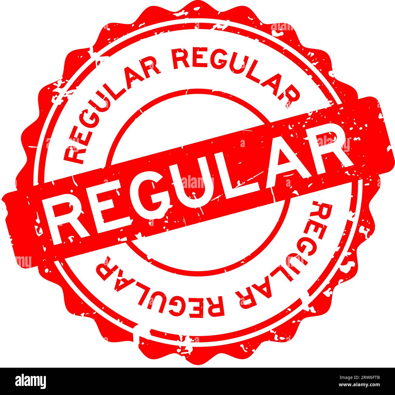 Grunge rouge mot régulier rond caoutchouc timbre sur fond blanc Illustration de Vecteur