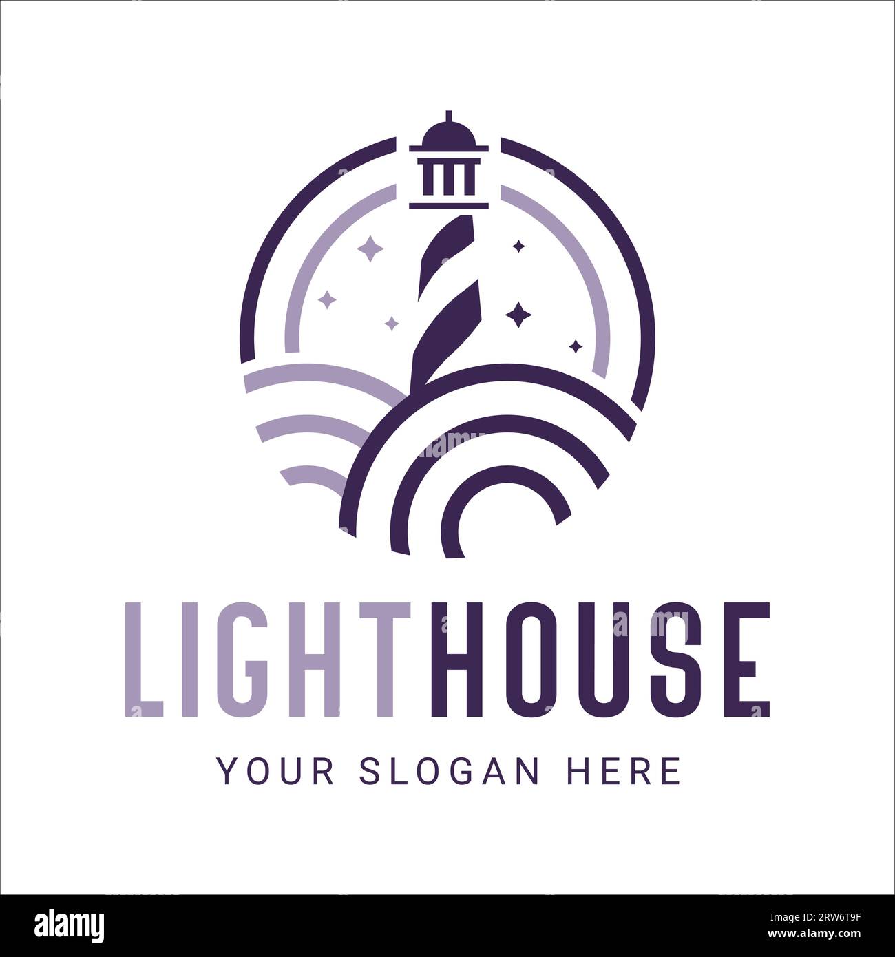 Light House logo Design Sea View Vintage Light House Illustration de Vecteur