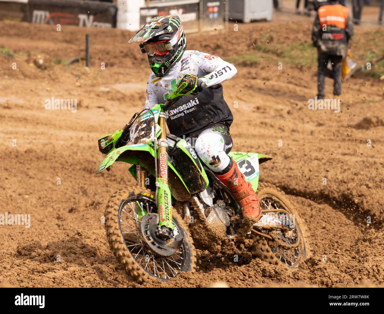 Maggiora, Italie. 17 septembre 2023. 03 Febvre Romain Kawasaki FRA FFM Kawasaki Racing Team MXGP lors de la MXGP Race of Italy 2023 FIM Motocross World Championship Maggiora dimanche 17 septembre 2023, à Maggiora Park, Italie. (Photo de Fabio Averna/Sipa USA) crédit : SIPA USA/Alamy Live News Banque D'Images