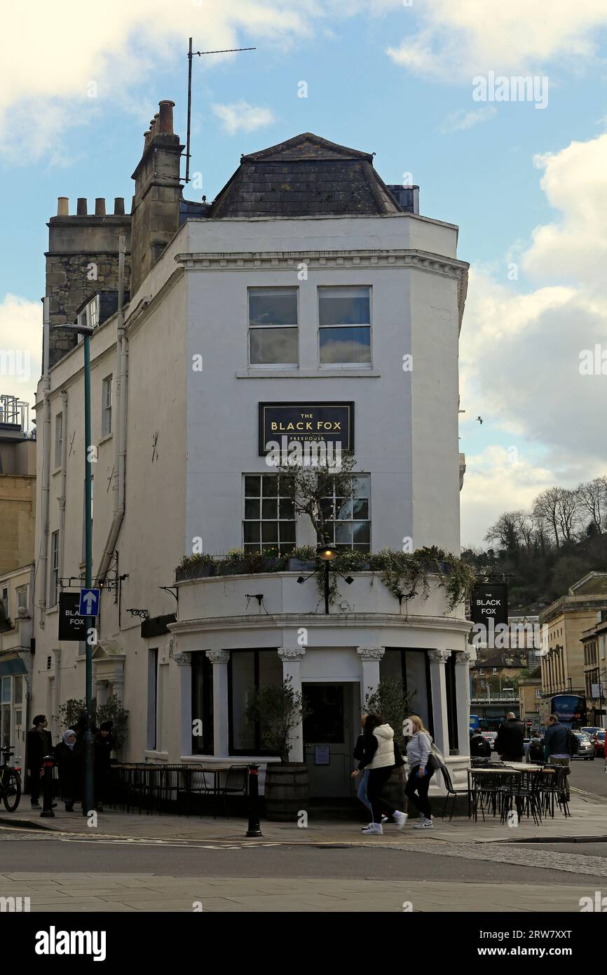 La maison publique Black Fox, ville de Bath, Angleterre. Septembre 2023 Banque D'Images