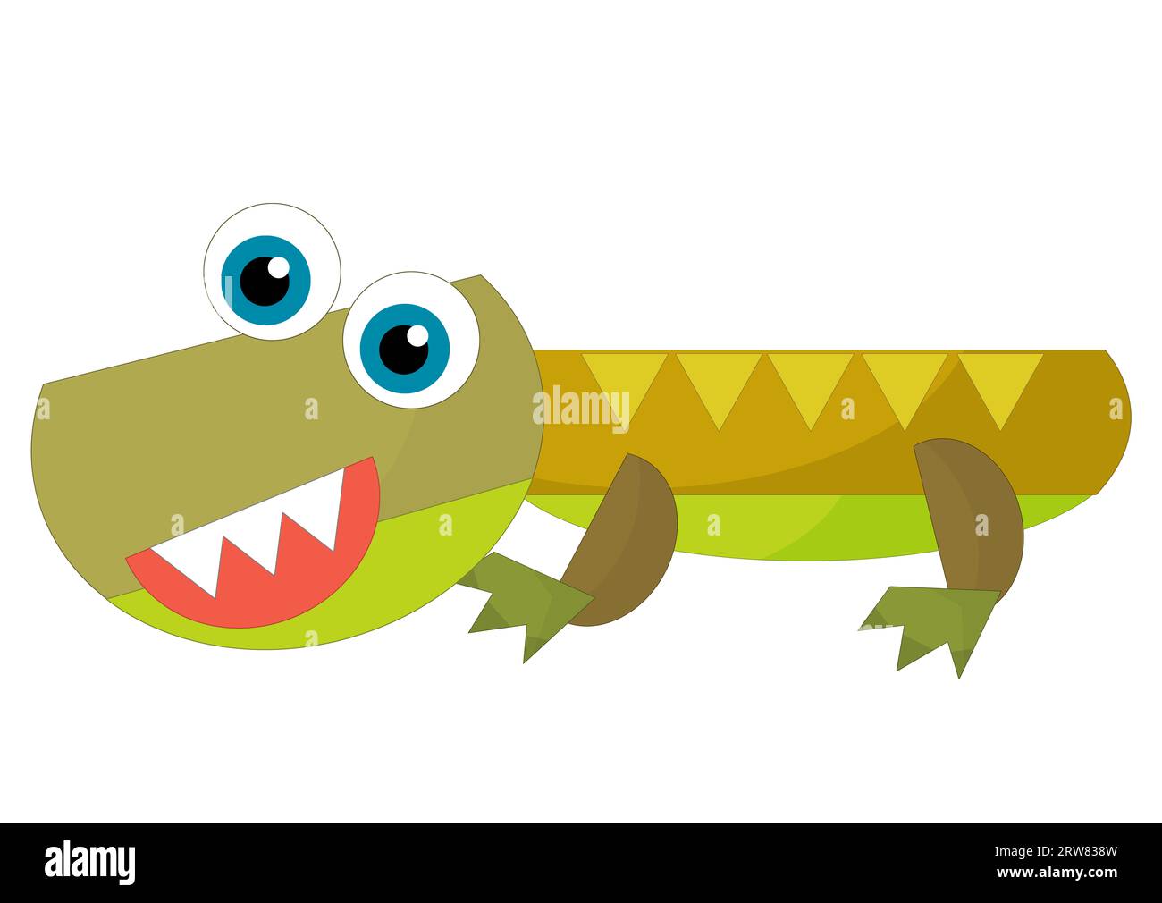 dessin animé joyeux et drôle coloré dinosaure préhistorique dino souriant sympathique illustration isolée pour les enfants Banque D'Images