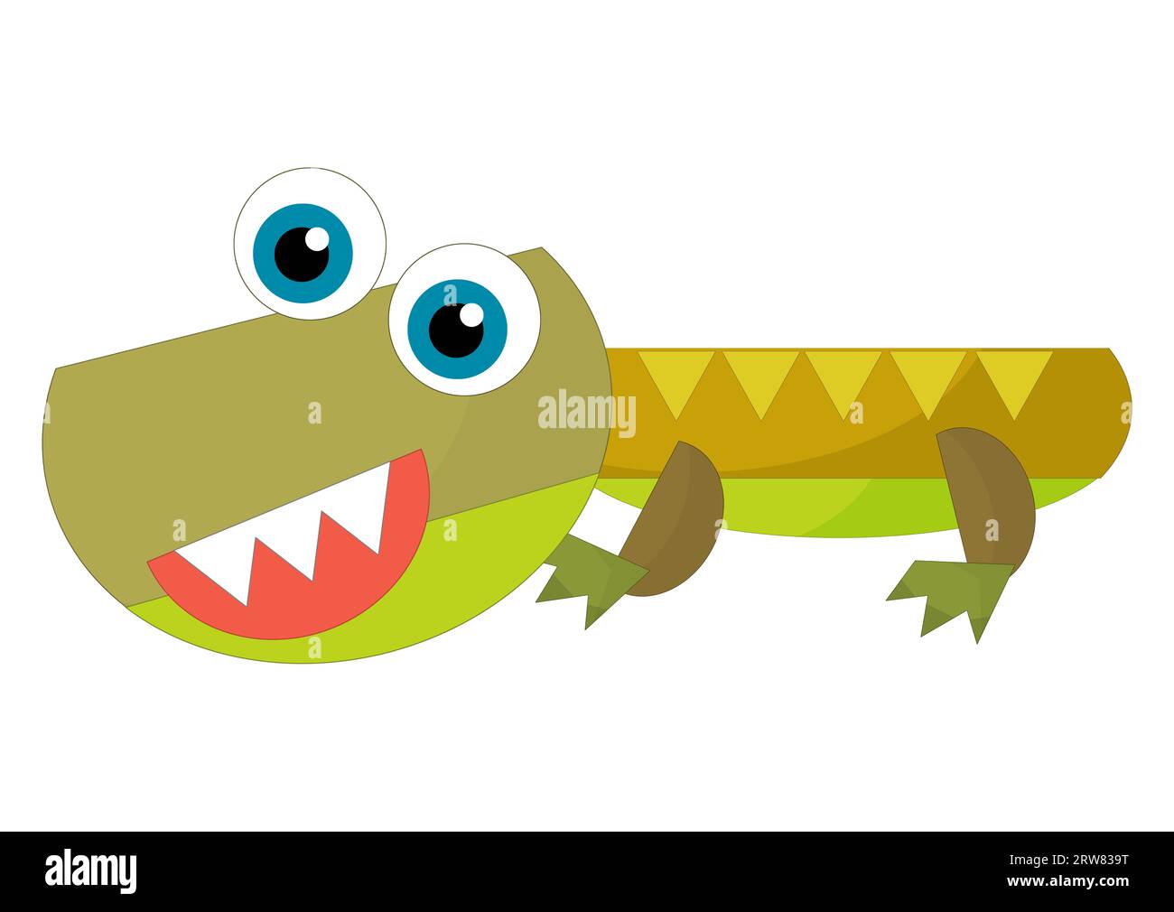 dessin animé joyeux et drôle coloré dinosaure préhistorique dino souriant sympathique illustration isolée pour les enfants Banque D'Images