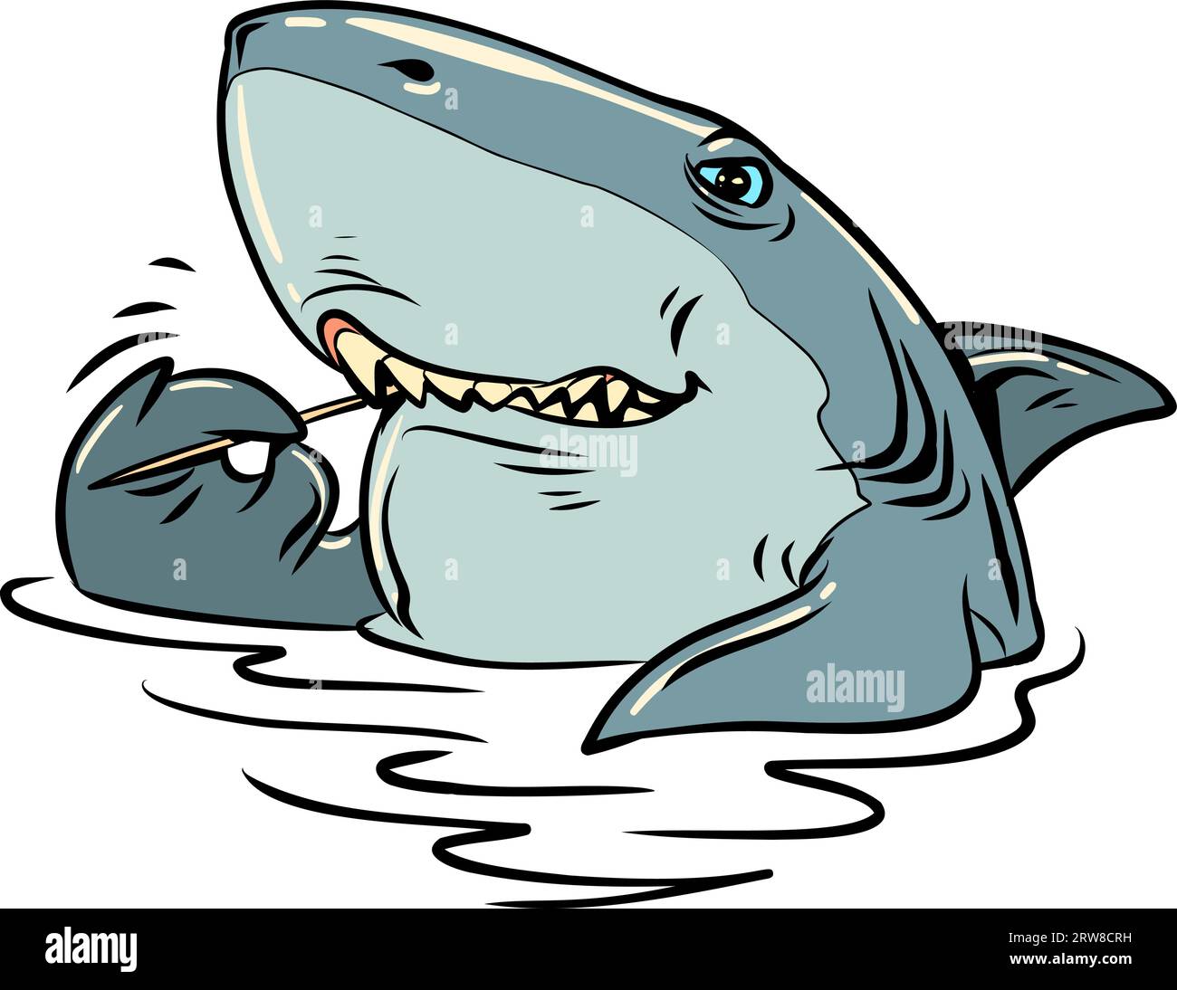 services dentaires soins dentaires. Le requin nettoie ses dents avec un cure-dents. Illustration de Vecteur