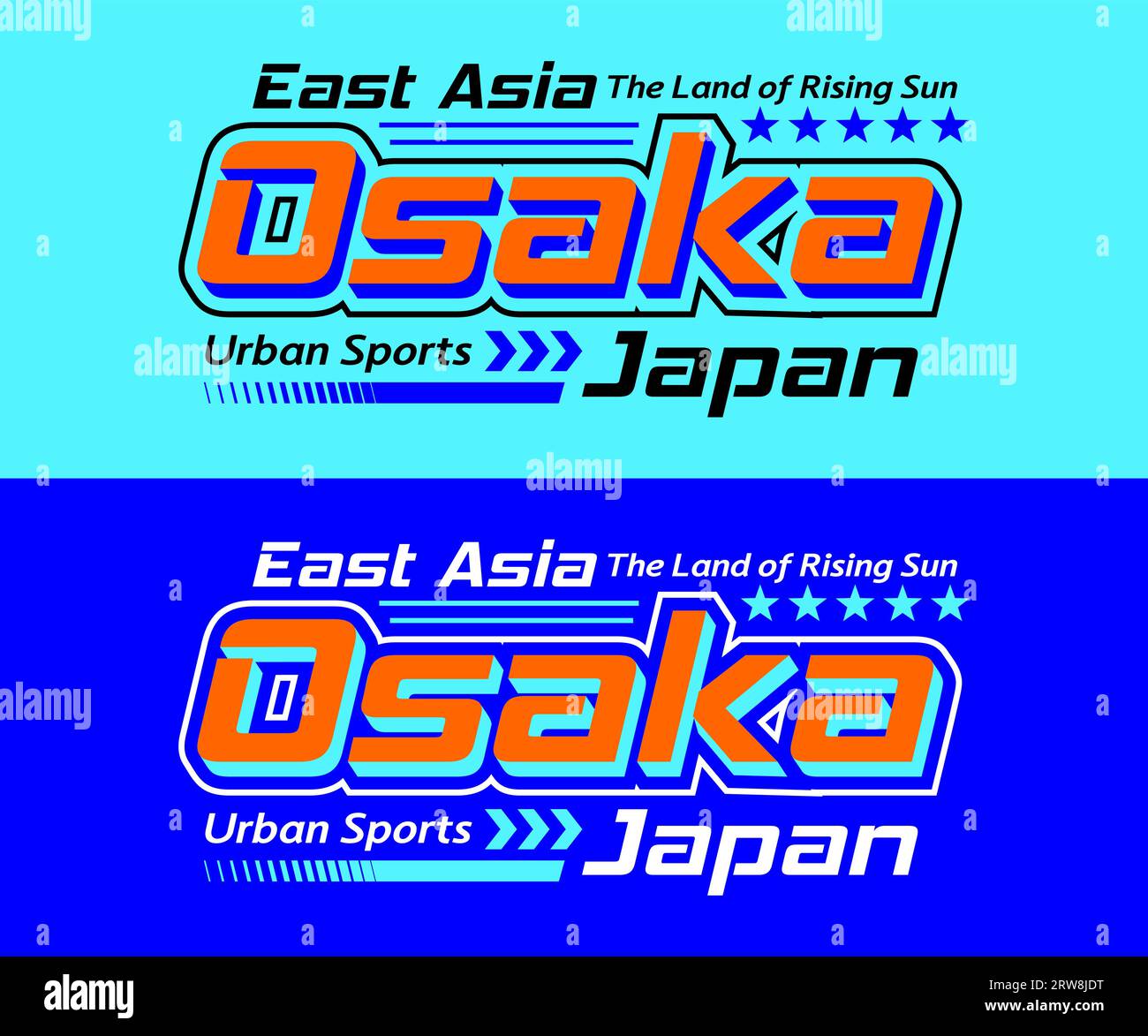 Police de caractères de course de la ville d'Osaka, typographie graphique pour t-shirt, affiches, étiquettes, etc Illustration de Vecteur