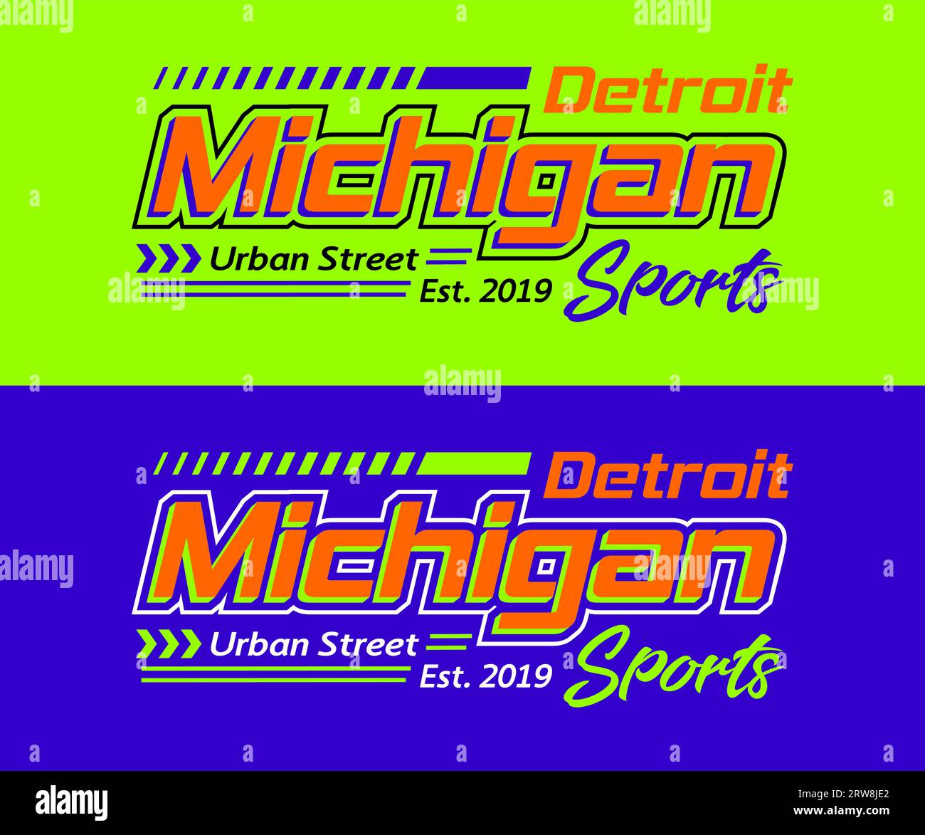 Police de caractères Michigan City Racing, typographie graphique pour t-shirt, affiches, étiquettes, etc Illustration de Vecteur
