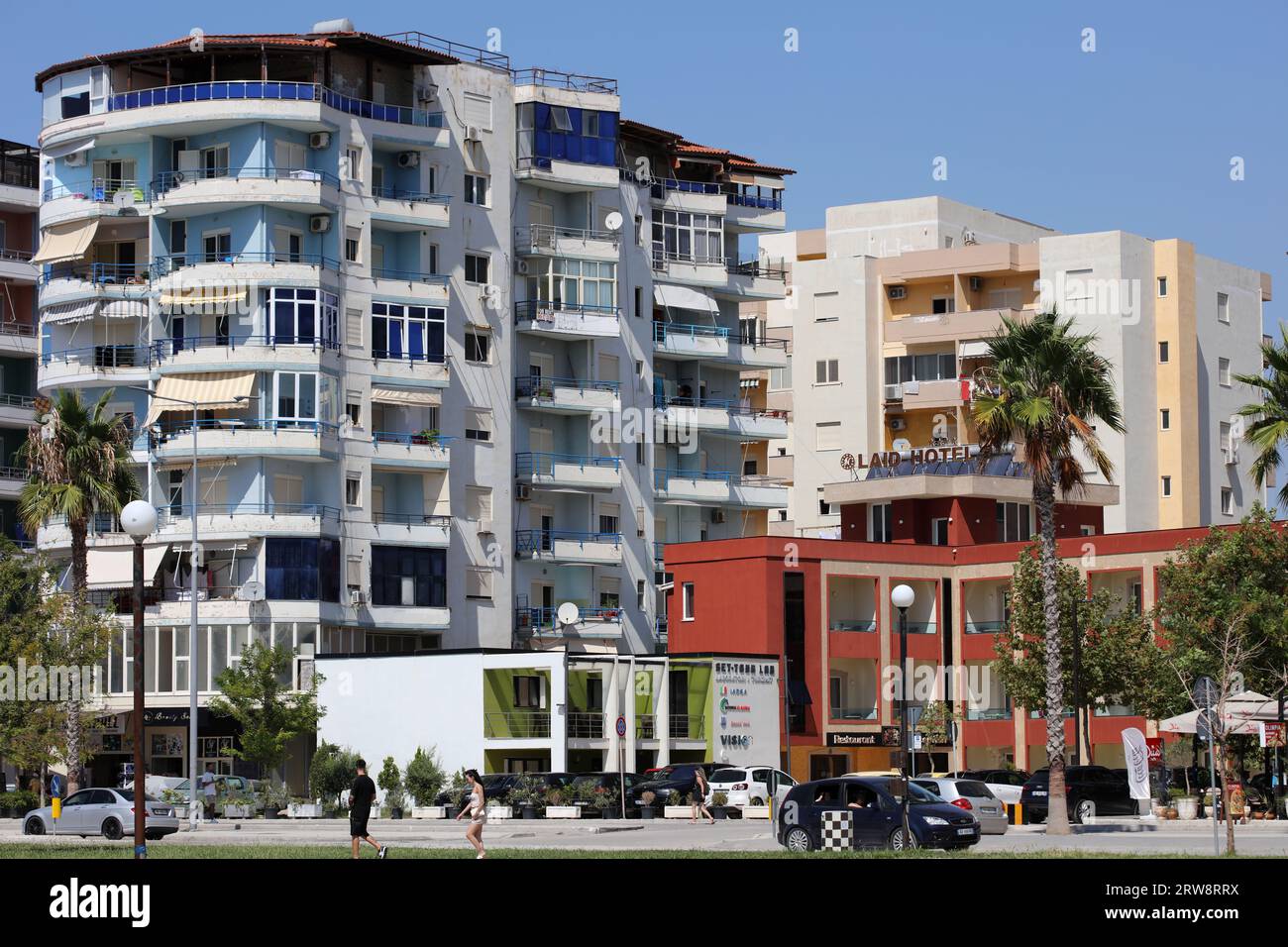 Vlorë, Albanie, dimanche 2 septembre 2023 centre-ville de Vlora Albanie connue aussi sous plusieurs autres noms est la deuxième plus grande ville portuaire d'Albanie Banque D'Images