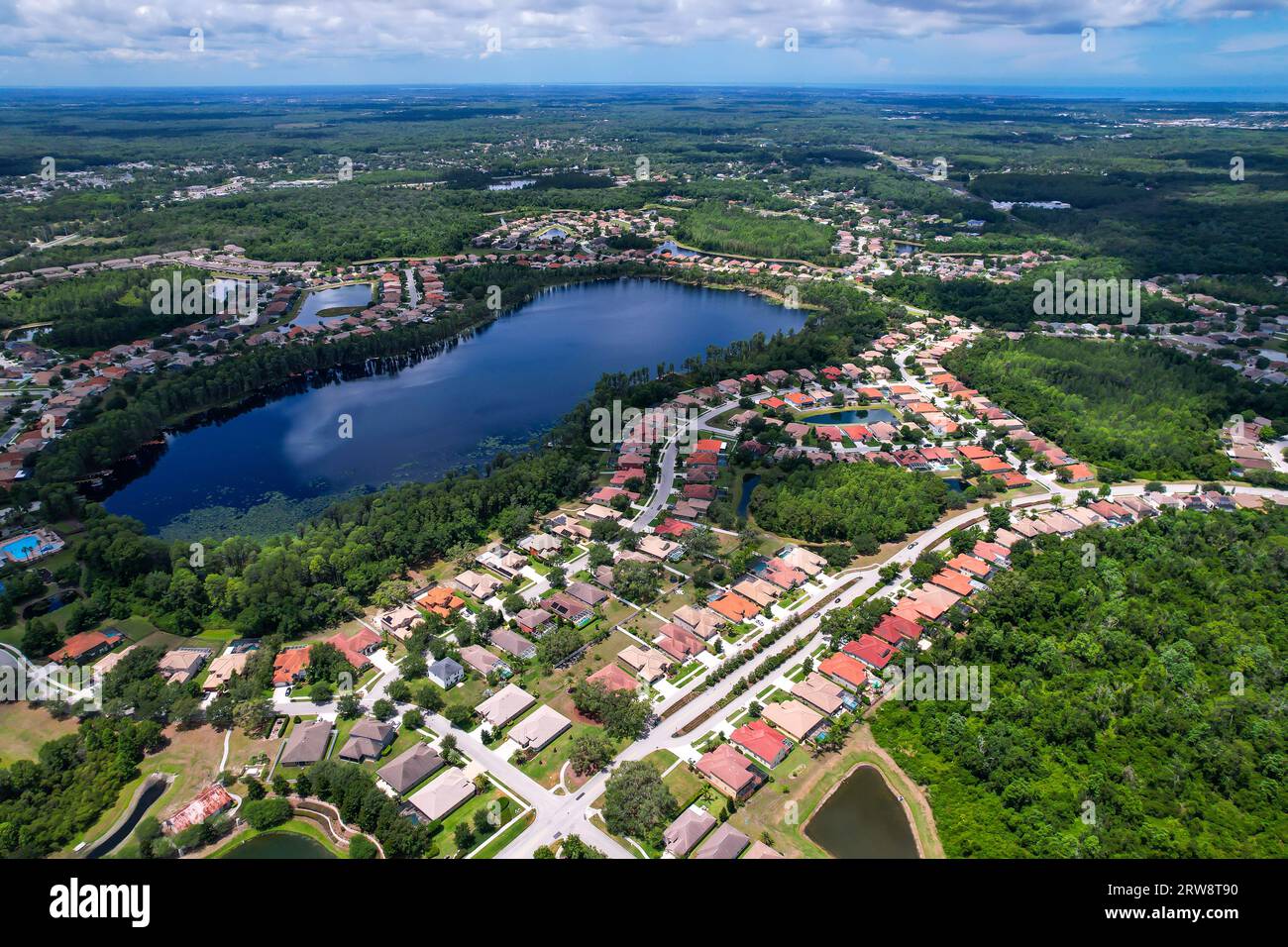 Vue aérienne d'une banlieue de condominium residencial à Tampa en Floride Banque D'Images
