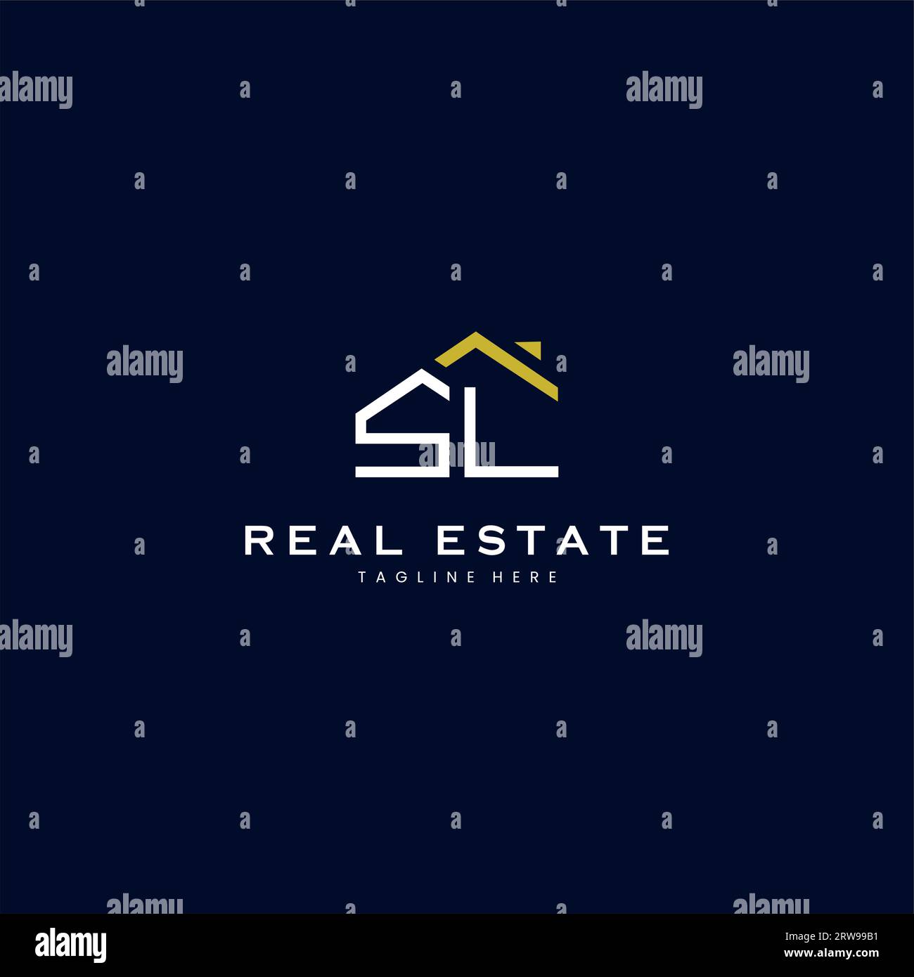 Logo immobilier moderne SL lettre dans un style linéaire avec construction de toit simple en bleu Illustration de Vecteur