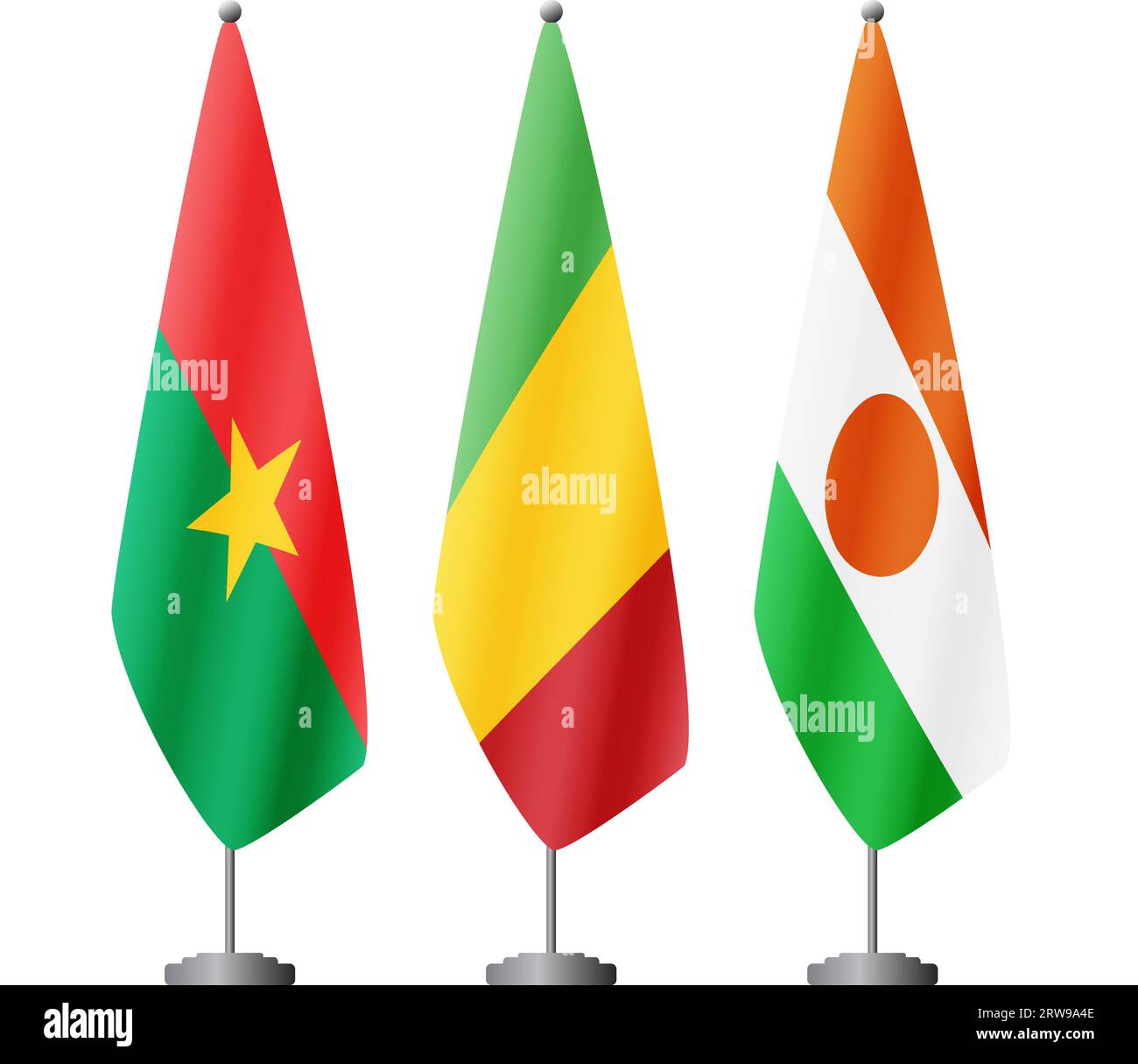 Drapeaux des États de l'Alliance des États du Sahel Illustration de Vecteur