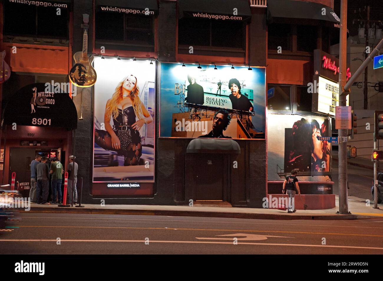Rolling Stones Billboards de la vidéo Angry sur le Whisky A Go Go, sur le Sunset Strip, West Hollywood, Los Angeles, Californie, États-Unis Banque D'Images