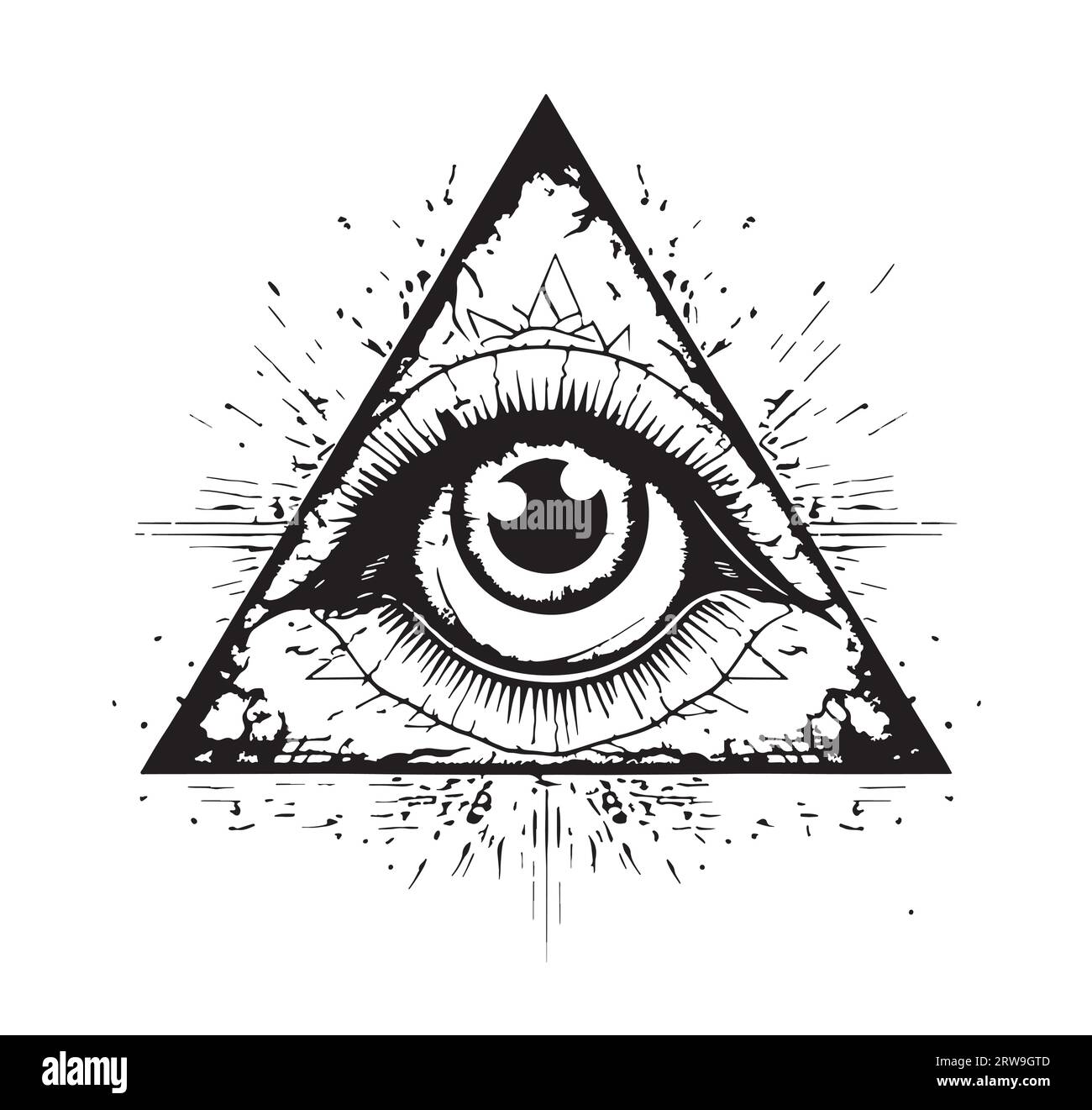 Œil dans l'esquisse de symbole maçonnique de pyramide, illustration vectorielle dessinée à la main Illustration de Vecteur