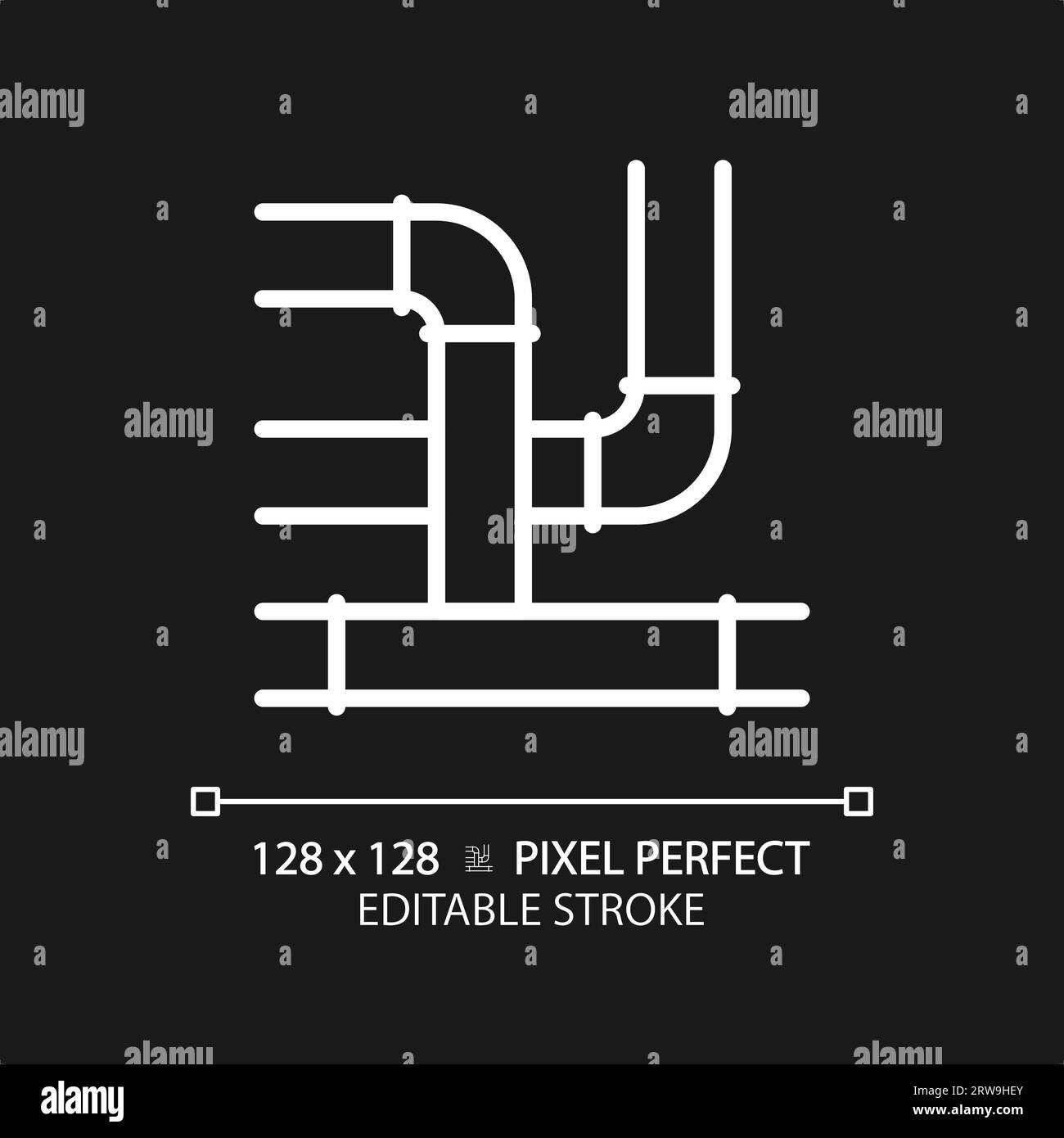 Icône de pipeline blanc linéaire mince personnalisable en 2D. Illustration de Vecteur