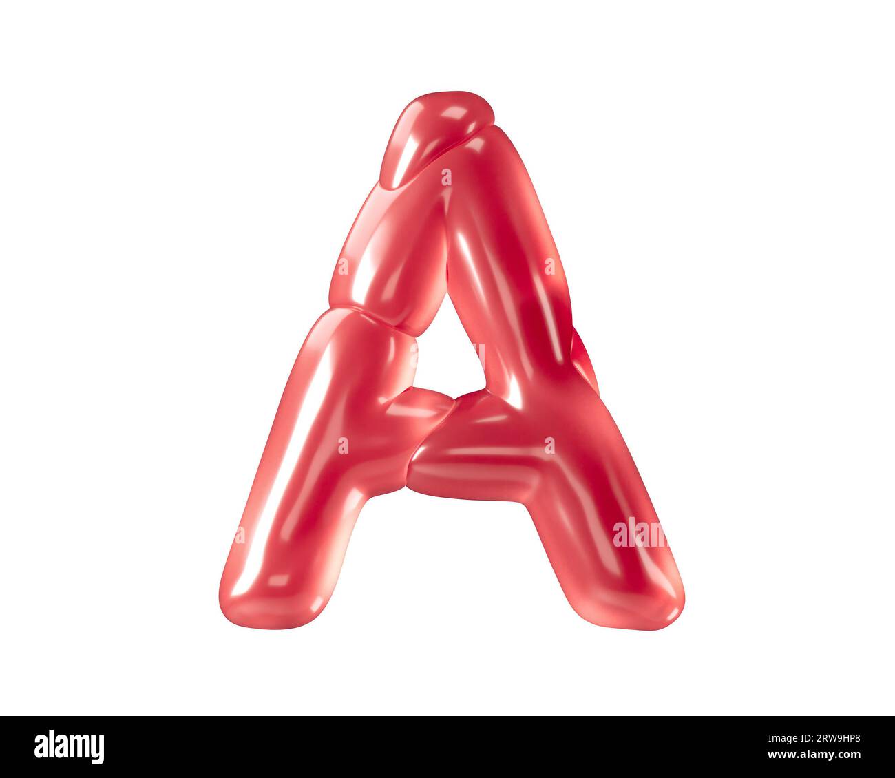 Lettres faites de ballons bizarres. illustration 3d de l'alphabet rouge isolé sur fond blanc Banque D'Images