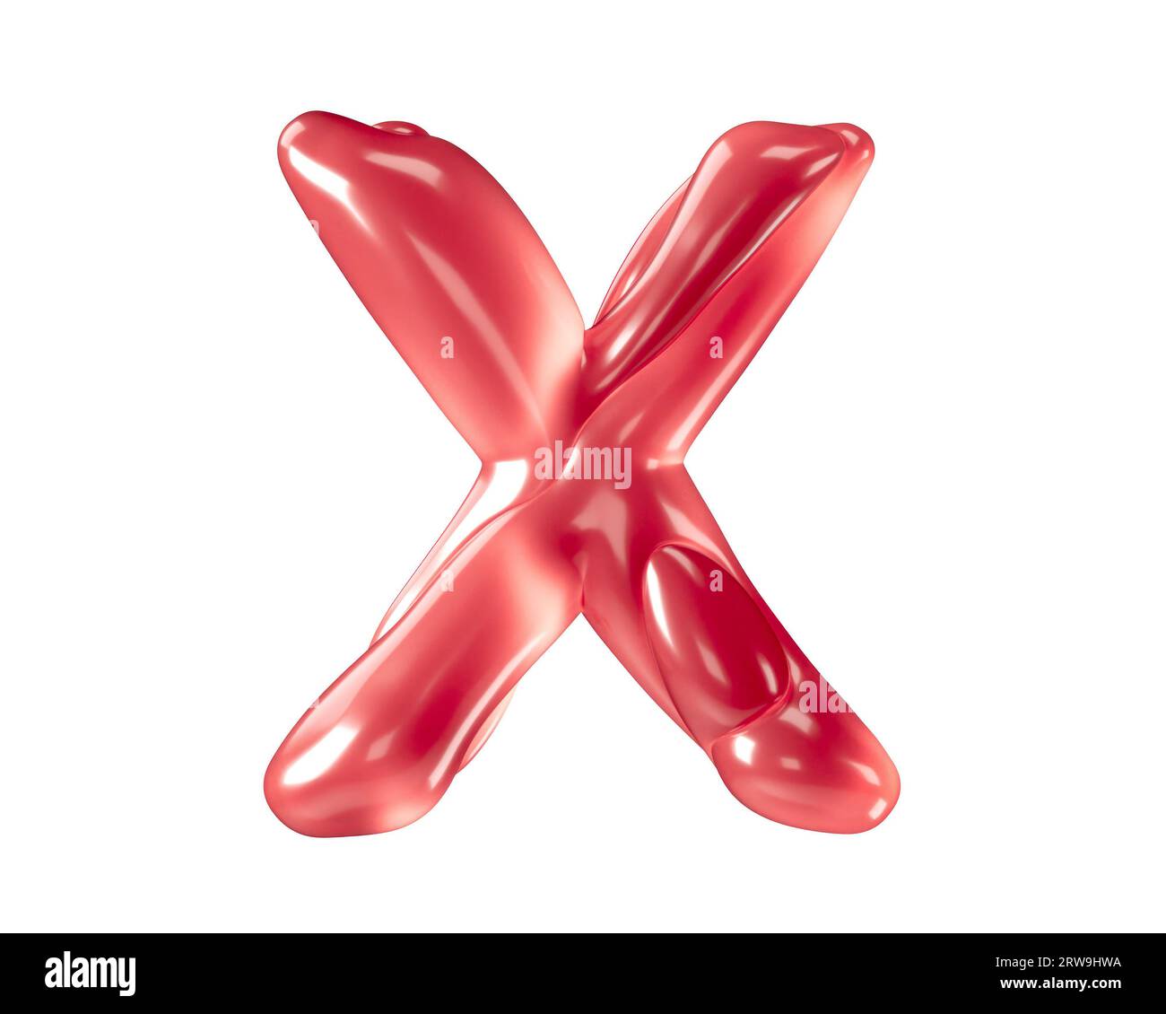 Lettres faites de ballons bizarres. illustration 3d de l'alphabet rouge isolé sur fond blanc Banque D'Images