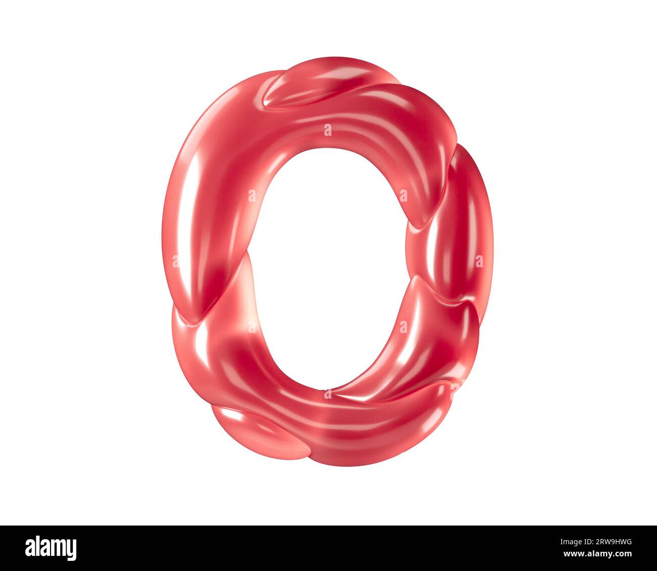Lettres faites de ballons bizarres. illustration 3d de l'alphabet rouge isolé sur fond blanc Banque D'Images