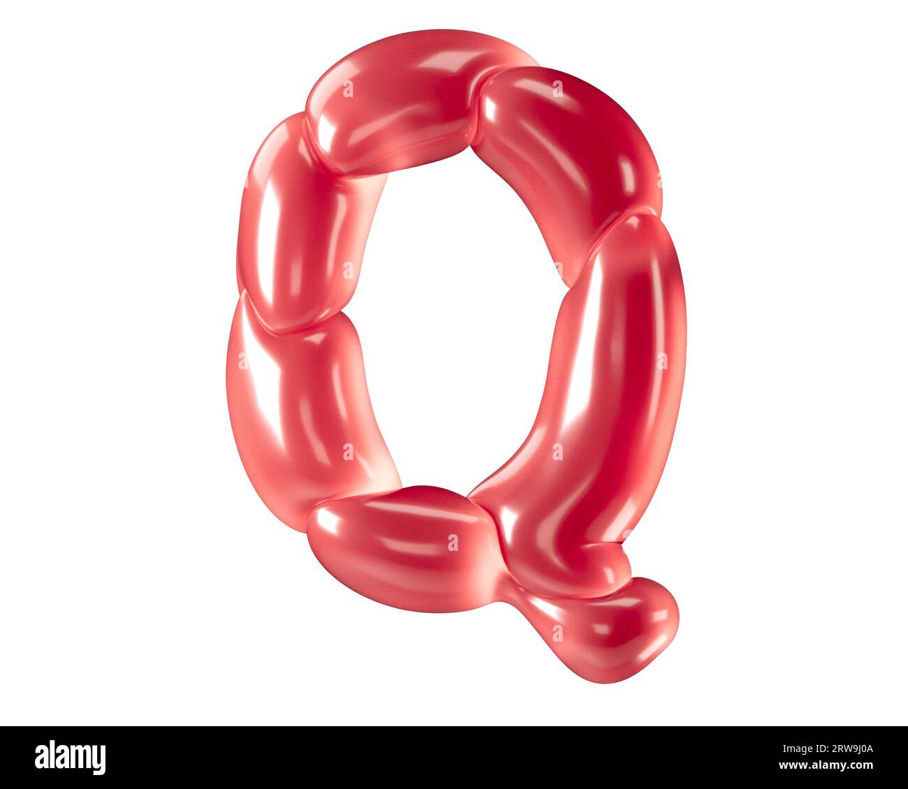 Lettres faites de ballons bizarres. illustration 3d de l'alphabet rouge isolé sur fond blanc Banque D'Images