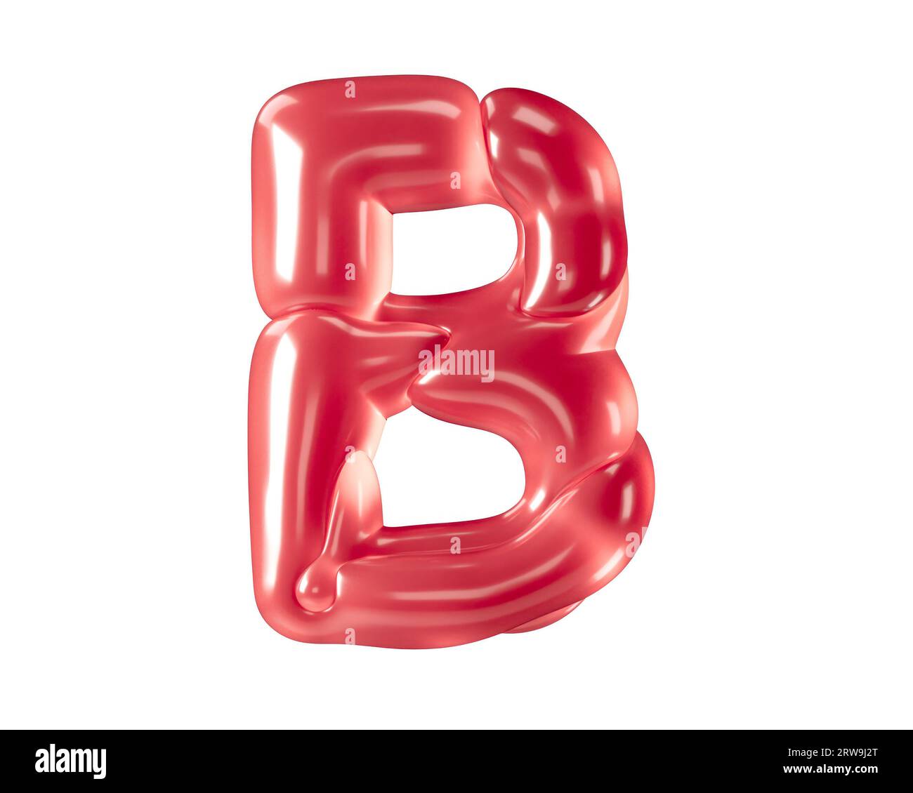 Lettres faites de ballons bizarres. illustration 3d de l'alphabet rouge isolé sur fond blanc Banque D'Images