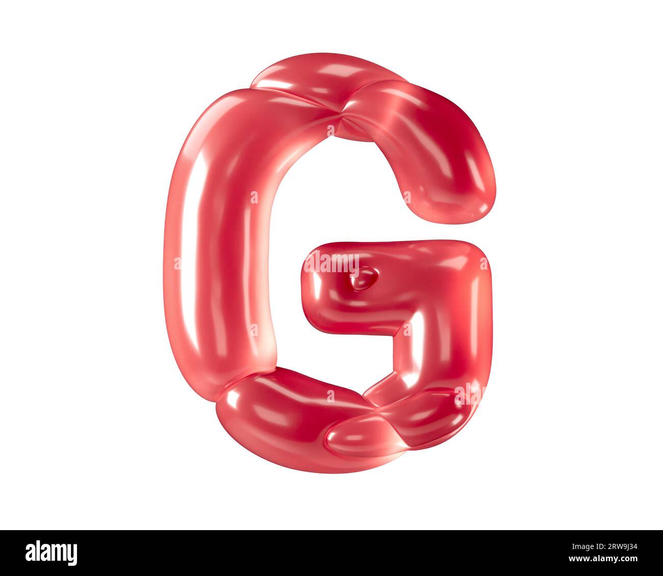 Lettres faites de ballons bizarres. illustration 3d de l'alphabet rouge isolé sur fond blanc Banque D'Images