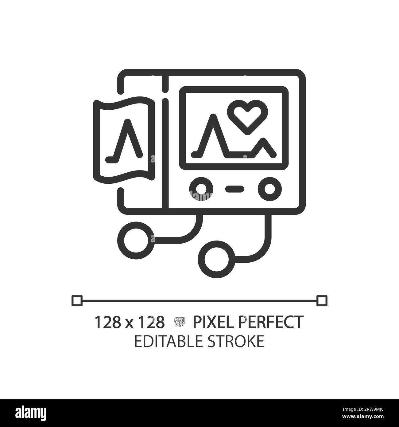 Icône linéaire pixel Perfect de la machine ECG Illustration de Vecteur