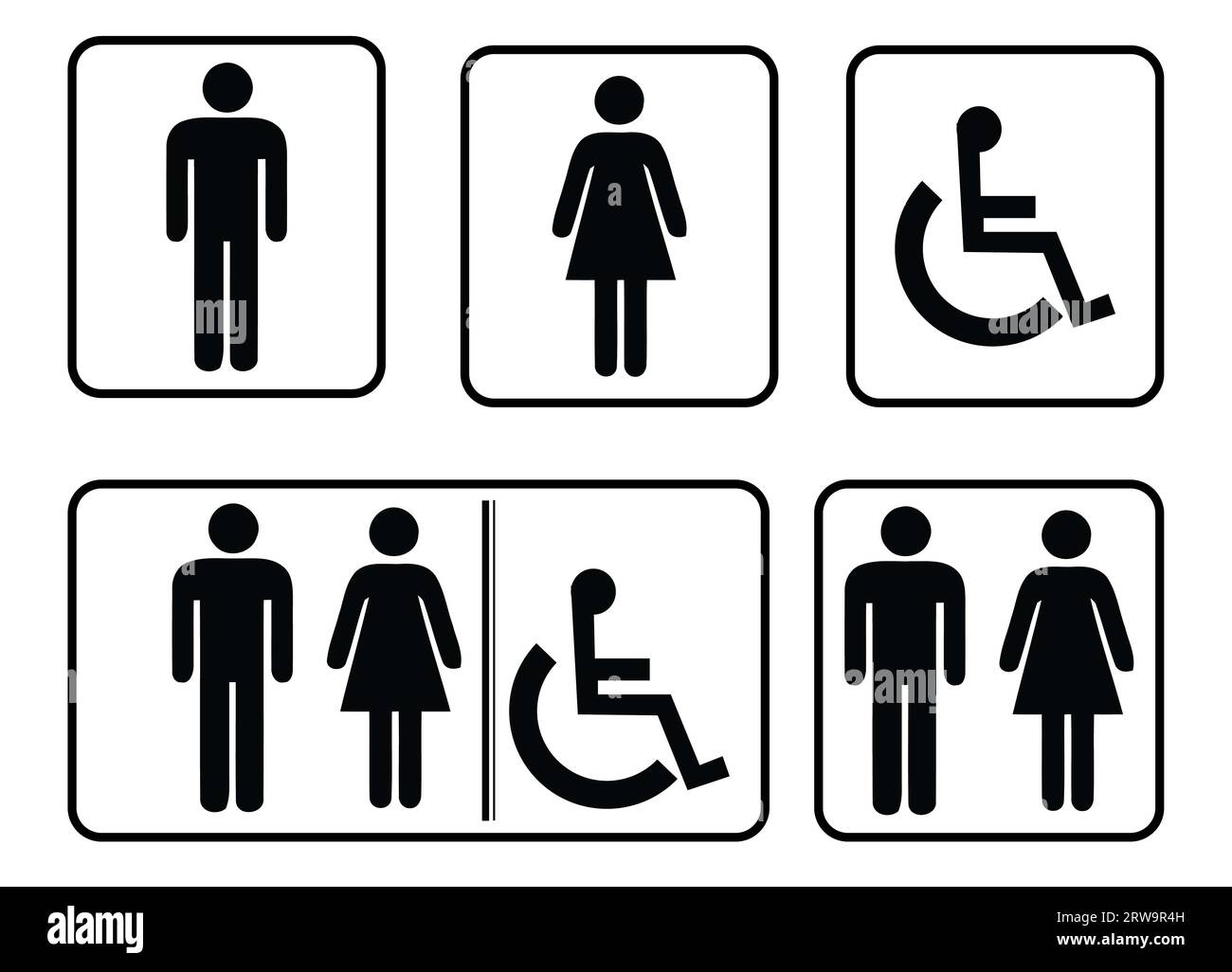 Collection d'affiches pour les toilettes. Signe de salle de repos ...