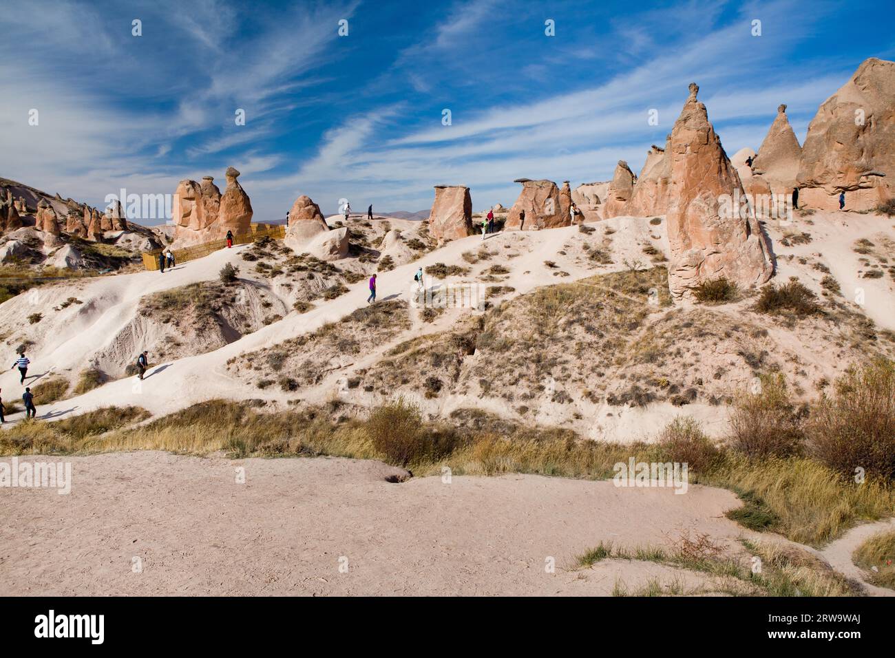 Touristes en Cappadoce, Turquie Banque D'Images