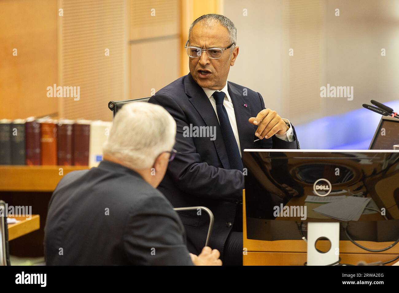 Bruxelles, Belgique. 18 septembre 2023. Le Président du Parlement bruxellois Rachid Madrane photographié lors d'une session plénière du Parlement de la région de Bruxelles-capitale à Bruxelles, lundi 18 septembre 2023. BELGA PHOTO JAMES ARTHUR GEKIERE crédit : Belga News Agency/Alamy Live News Banque D'Images