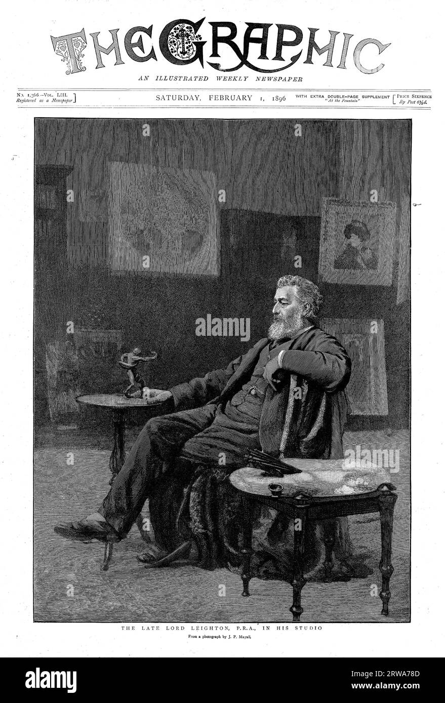 L'artiste, Lord Leighton, a figuré sur la couverture du magazine Graphic après sa mort, en 1896 Banque D'Images