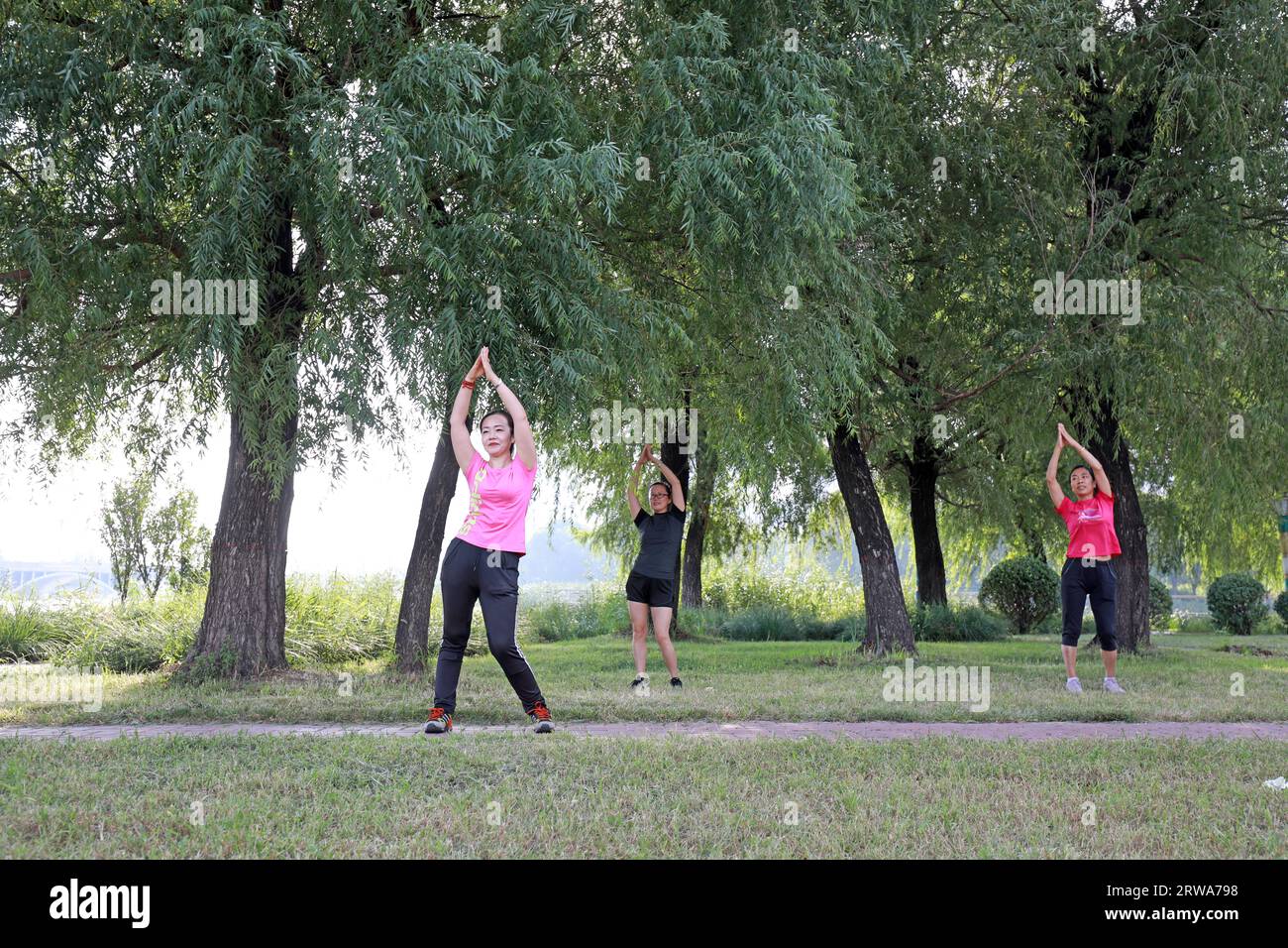 Comté de Luannan, Chine - 31 août 2019 : exercice féminin dans les parcs, comté de Luannan, province du Hebei, Chine Banque D'Images