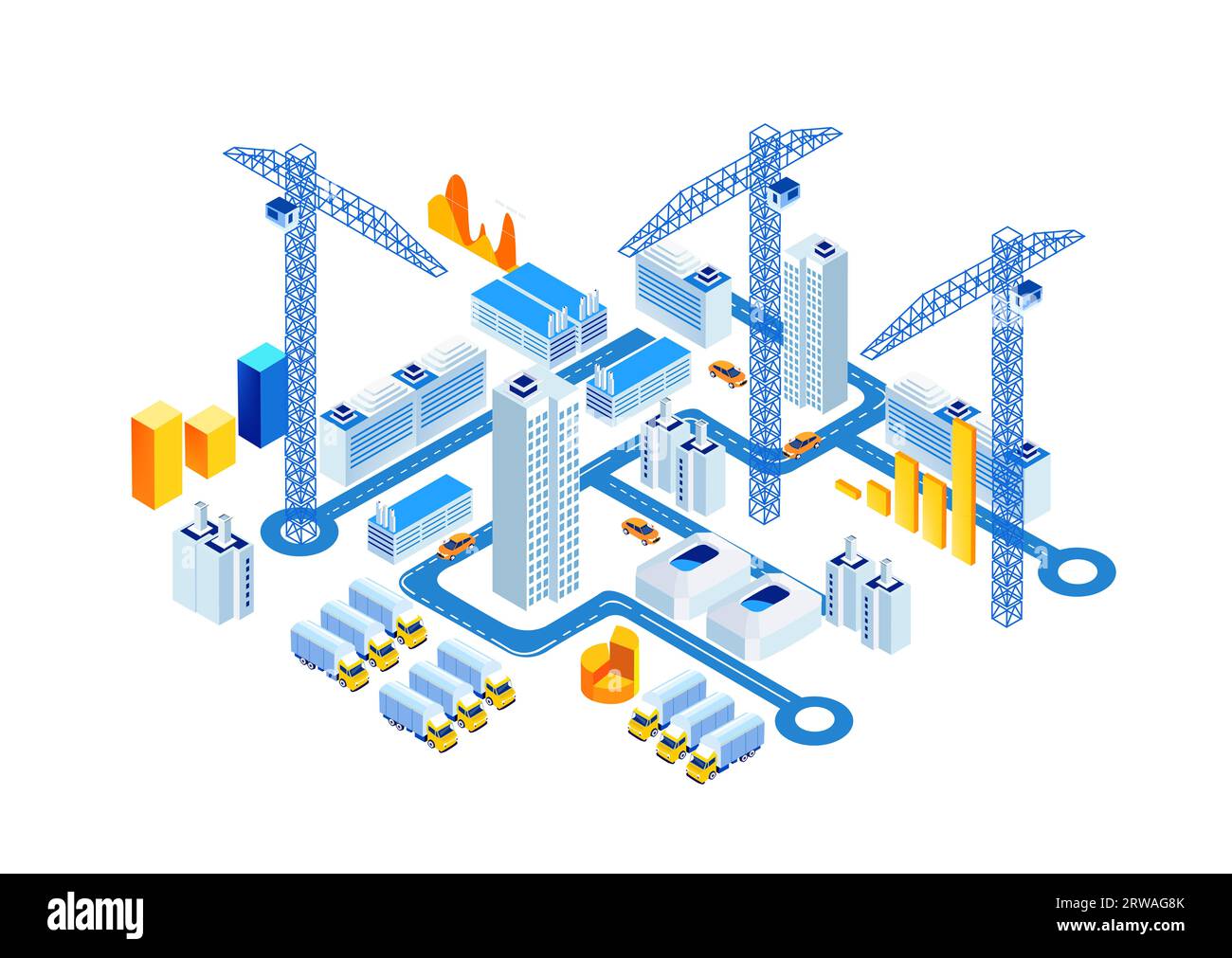 Marché immobilier. Les gens d'affaires, les architectes, les investisseurs parlent autour du modèle de la ville, projet architectural. Illustration isométrique de stratégie de propriété Banque D'Images