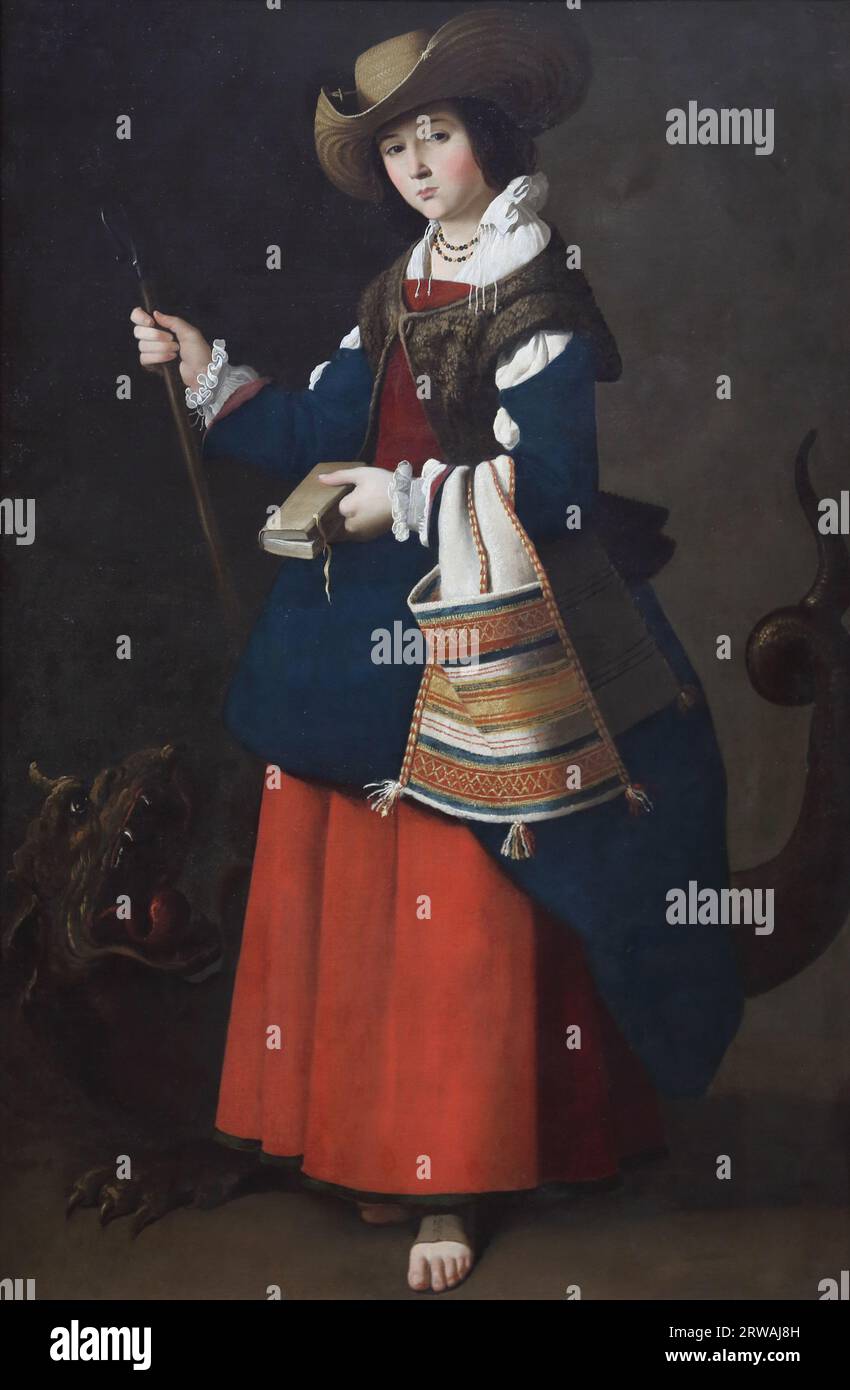 Sainte Marguerite d'Antioche par le peintre baroque espagnol Francisco de Zurbaran à la National Gallery, Londres, Royaume-Uni Banque D'Images