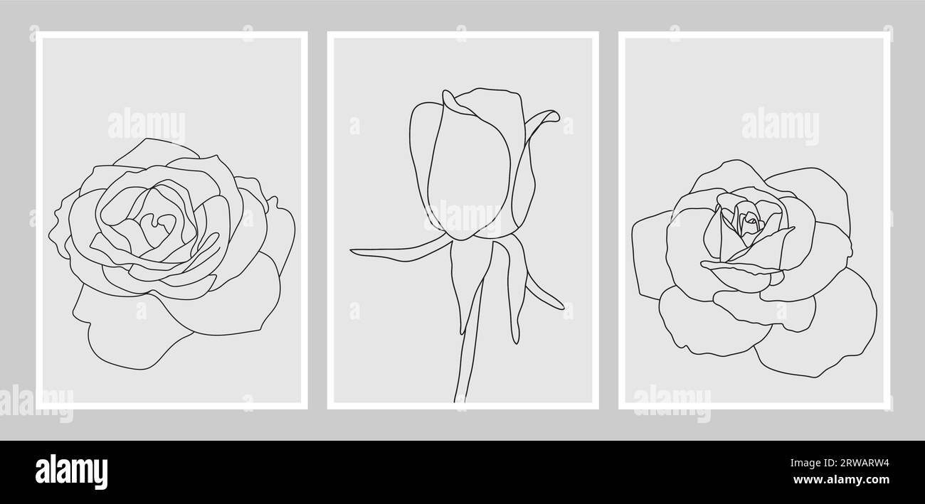 Roses grises œuvres d'art moderne du milieu du siècle Illustration de Vecteur