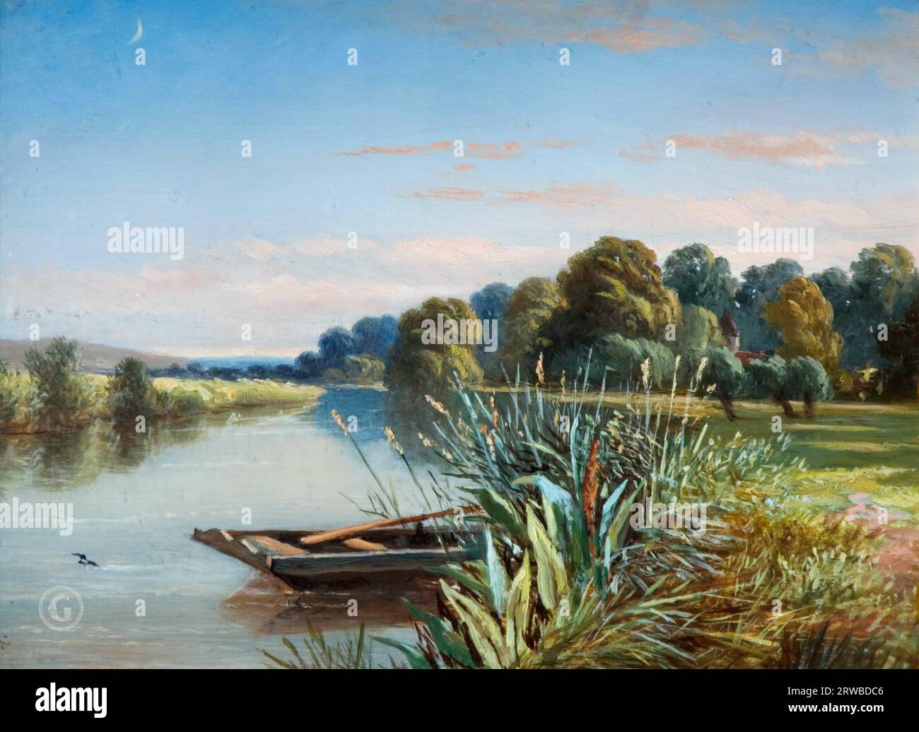 Charles Walter Radclyffe – scène de rivière 1880 Banque D'Images