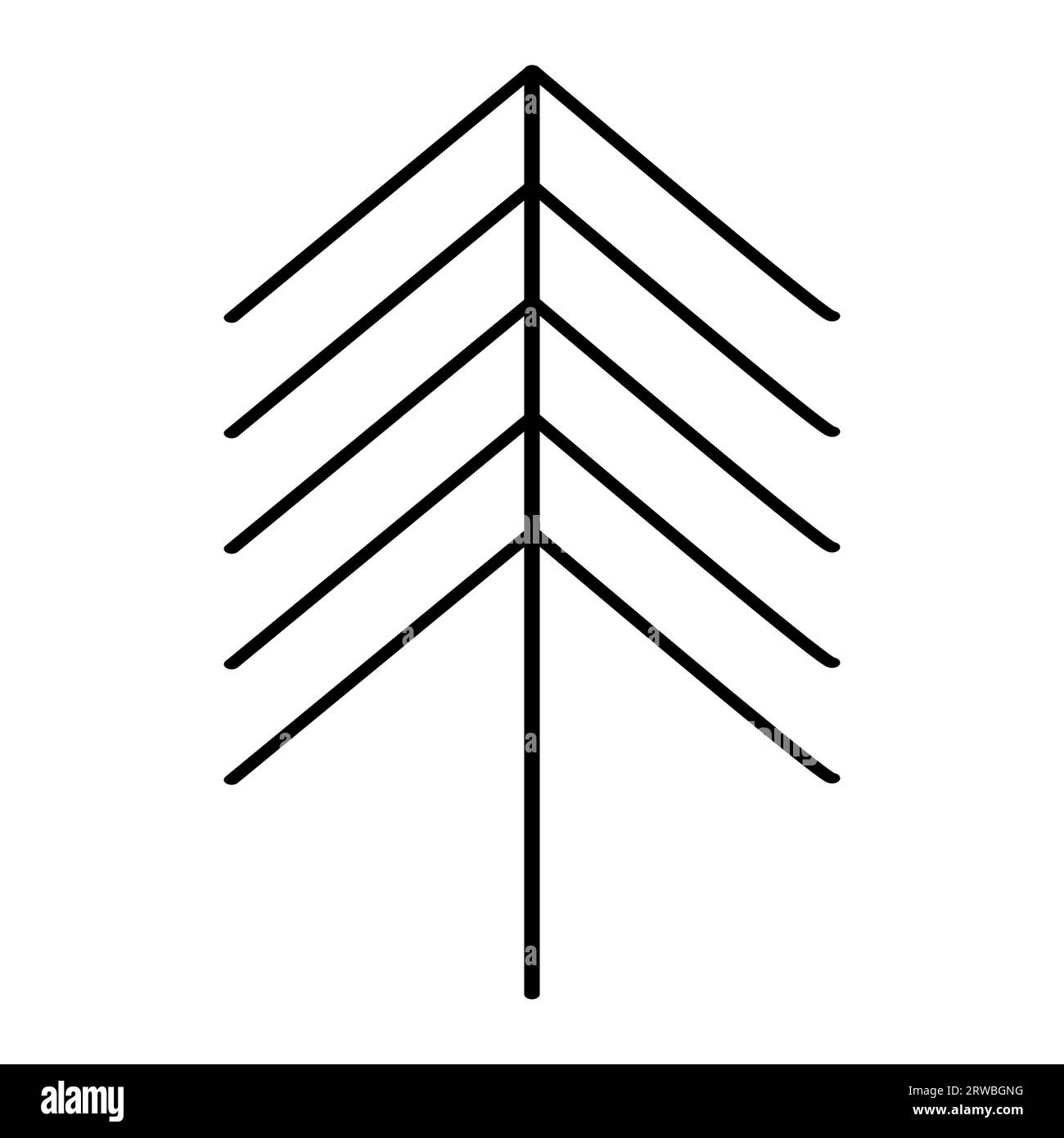 Silhouette simplifiée d'arbre de Noël ou de pin, illustration vectorielle de contour de style doodle Illustration de Vecteur