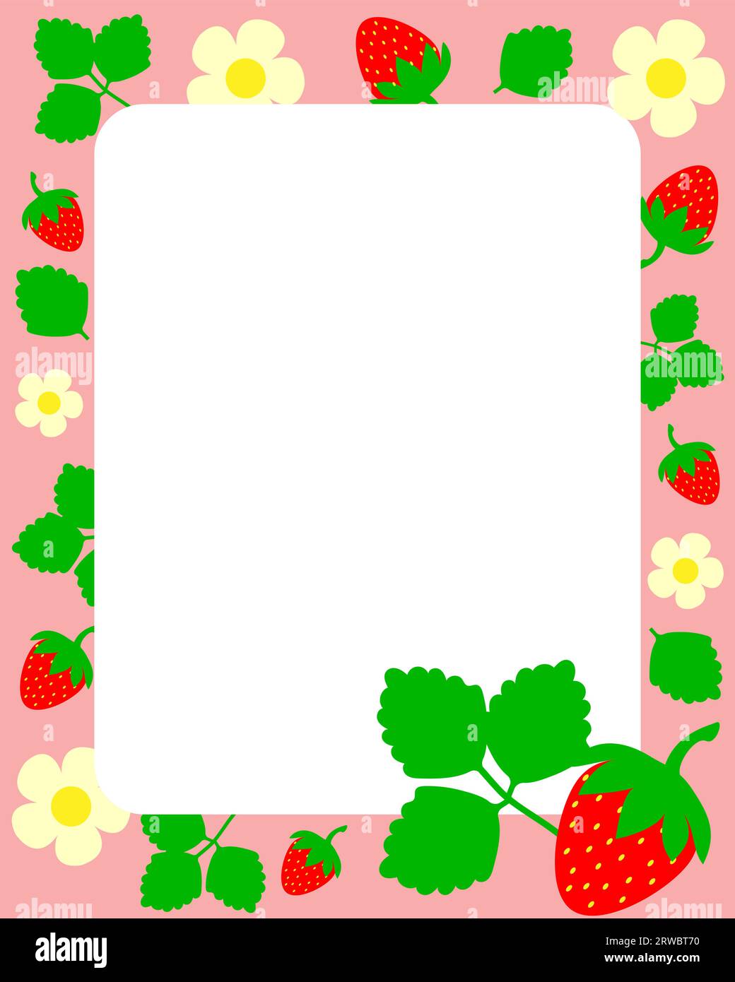 Illustration vectorielle. Cadre fraise sur fond rose Illustration de Vecteur