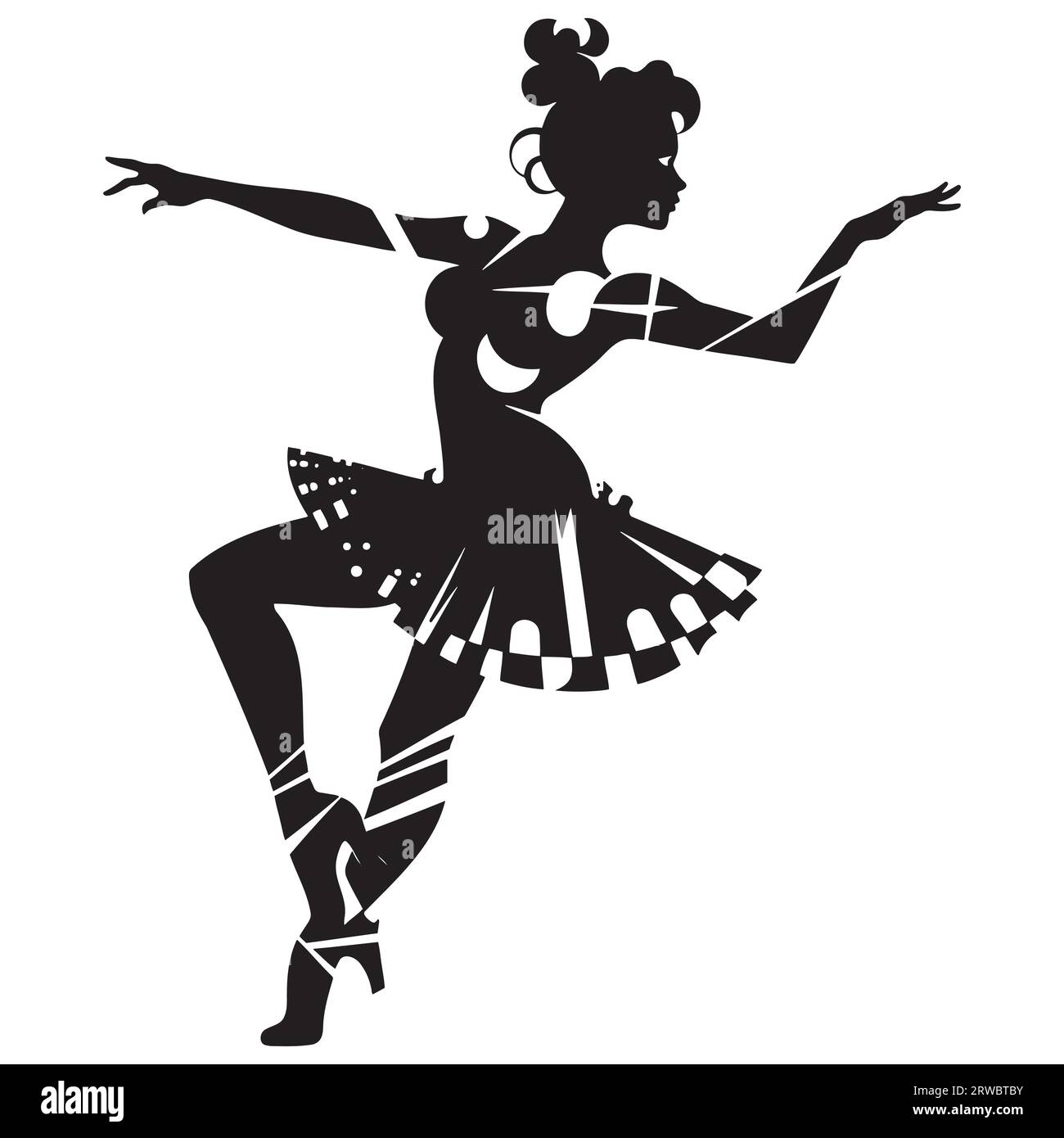 silhouette vectorielle isolée d'une fille dansante Illustration de Vecteur