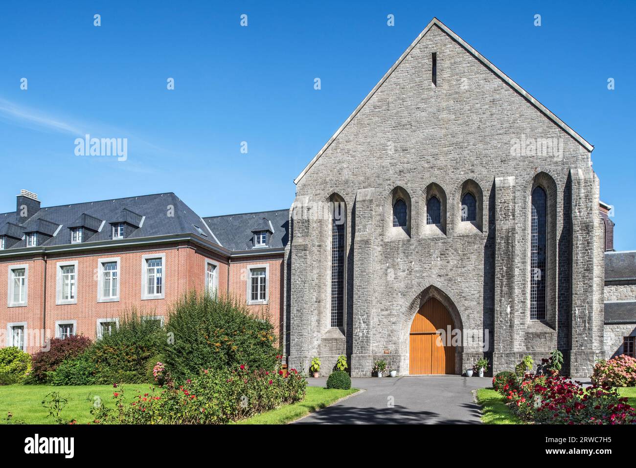 Abbaye de Scourmont / Abbaye notre-Dame de Scourmont, monastère trappiste à Forges, célèbre pour sa Brasserie Chimay, province du Hainaut, Belgique Banque D'Images