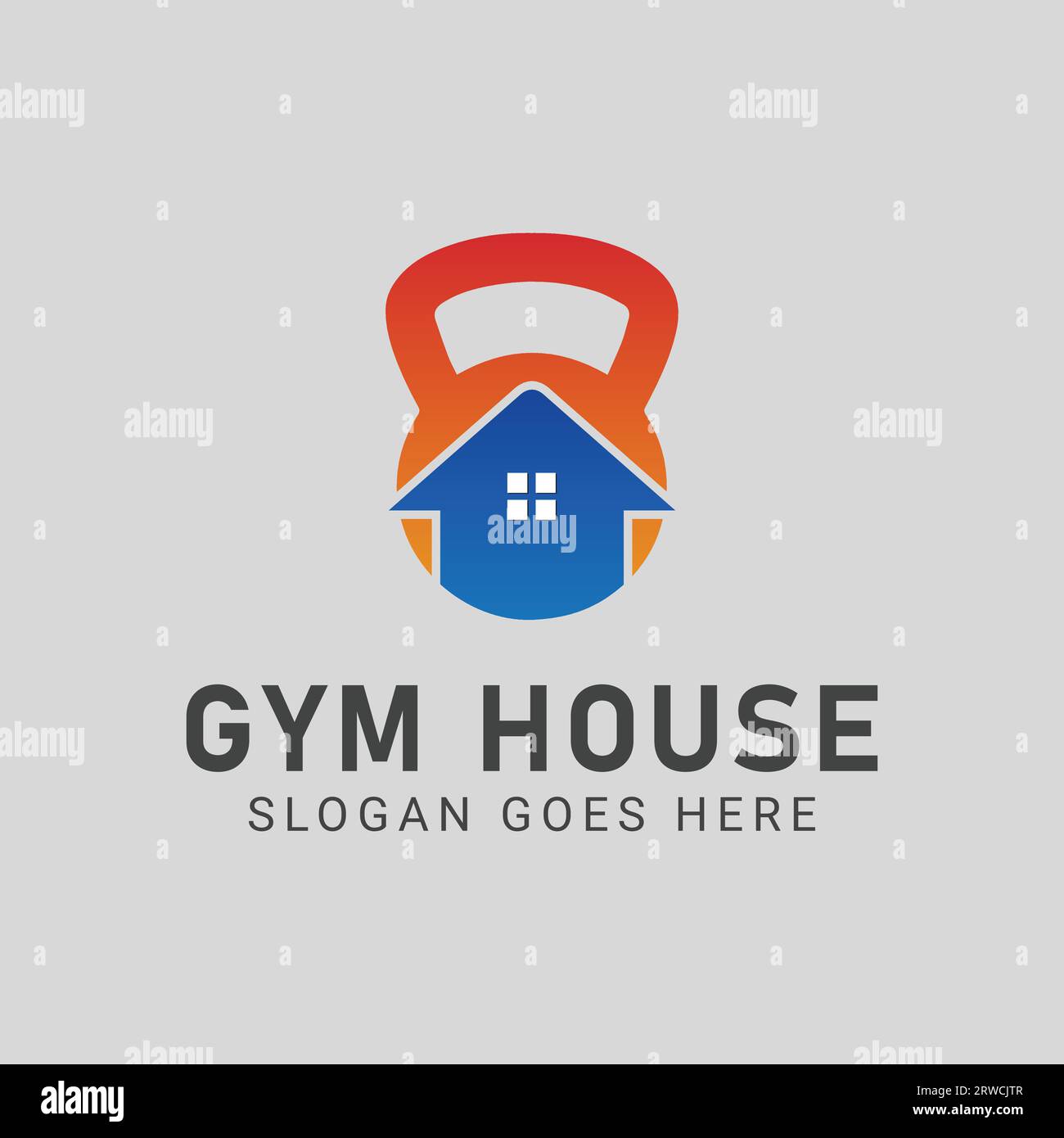 Gym House logo Design House avec logotype Dumbbell Weight Illustration de Vecteur