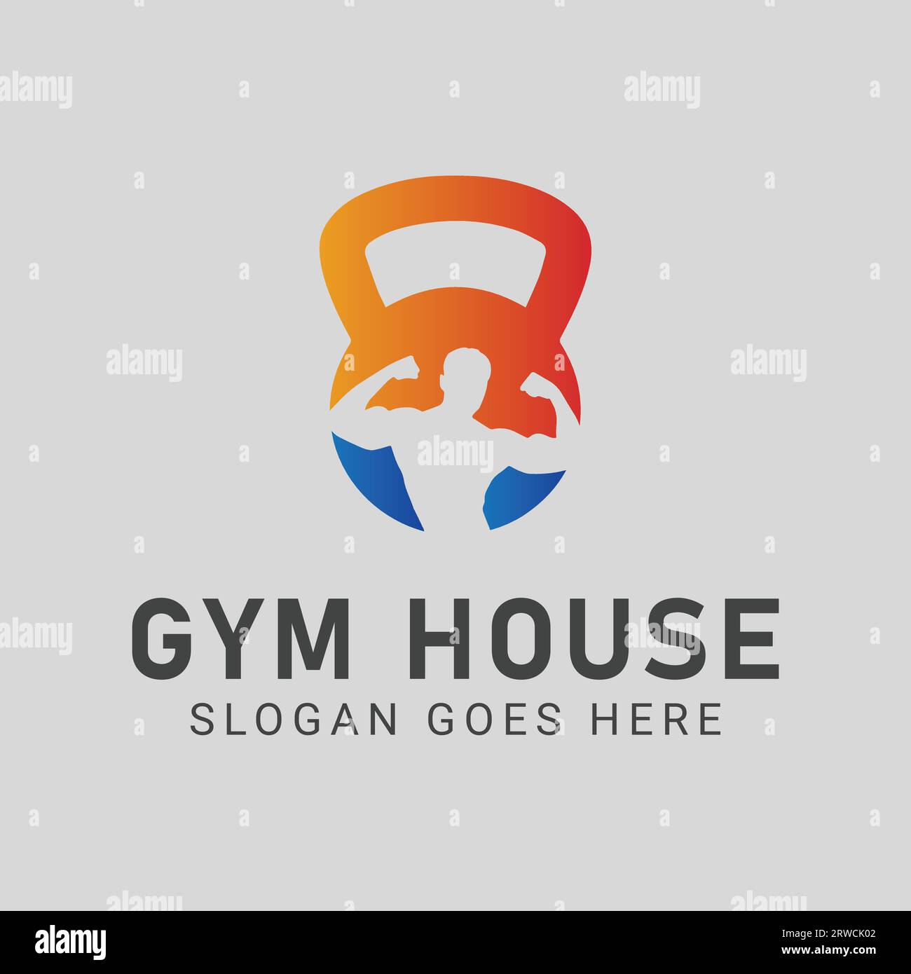 Gym House logo Design House avec logotype Dumbbell Weight Illustration de Vecteur