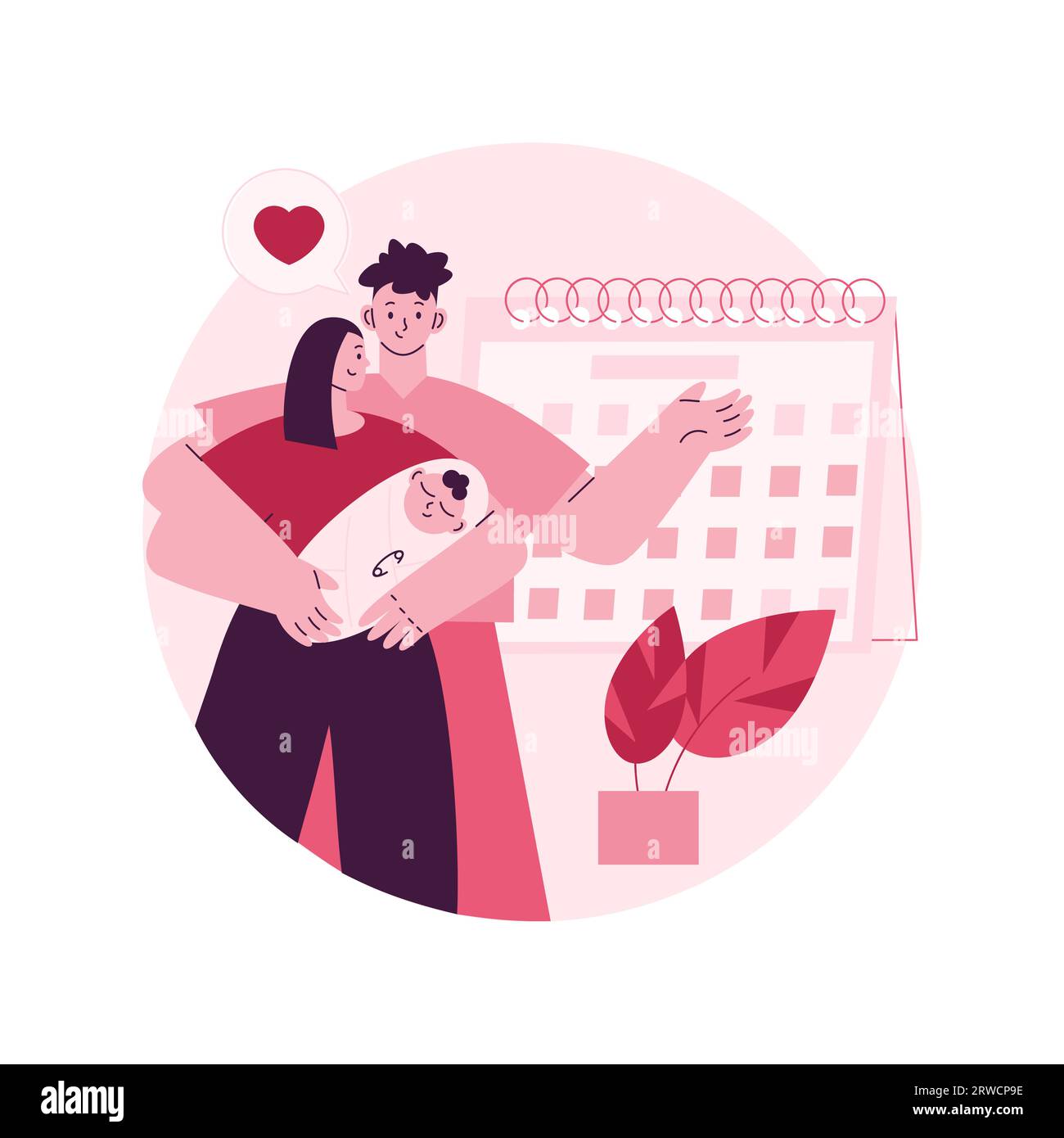 Illustration du vecteur de concept abstrait du congé parental.Congé de maternité familial, famille heureuse, prendre soin de bébé, mère et enfant nouveau-né, père marchant jouant avec son métaphore abstraite. Illustration de Vecteur