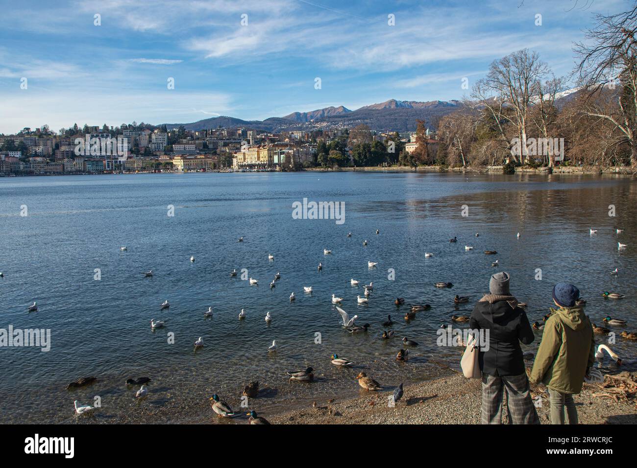 Lugano Suisse, 21 janvier 2023 : Lugano et lac de Lugano, Suisse. Banque D'Images