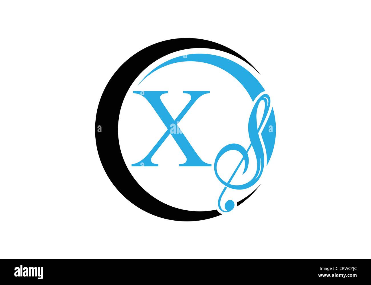 Lettre initiale X avec une note musicale logo. Symbole de signe musical. Emblème de police. Modèle de conception de logo vecteur moderne Illustration de Vecteur