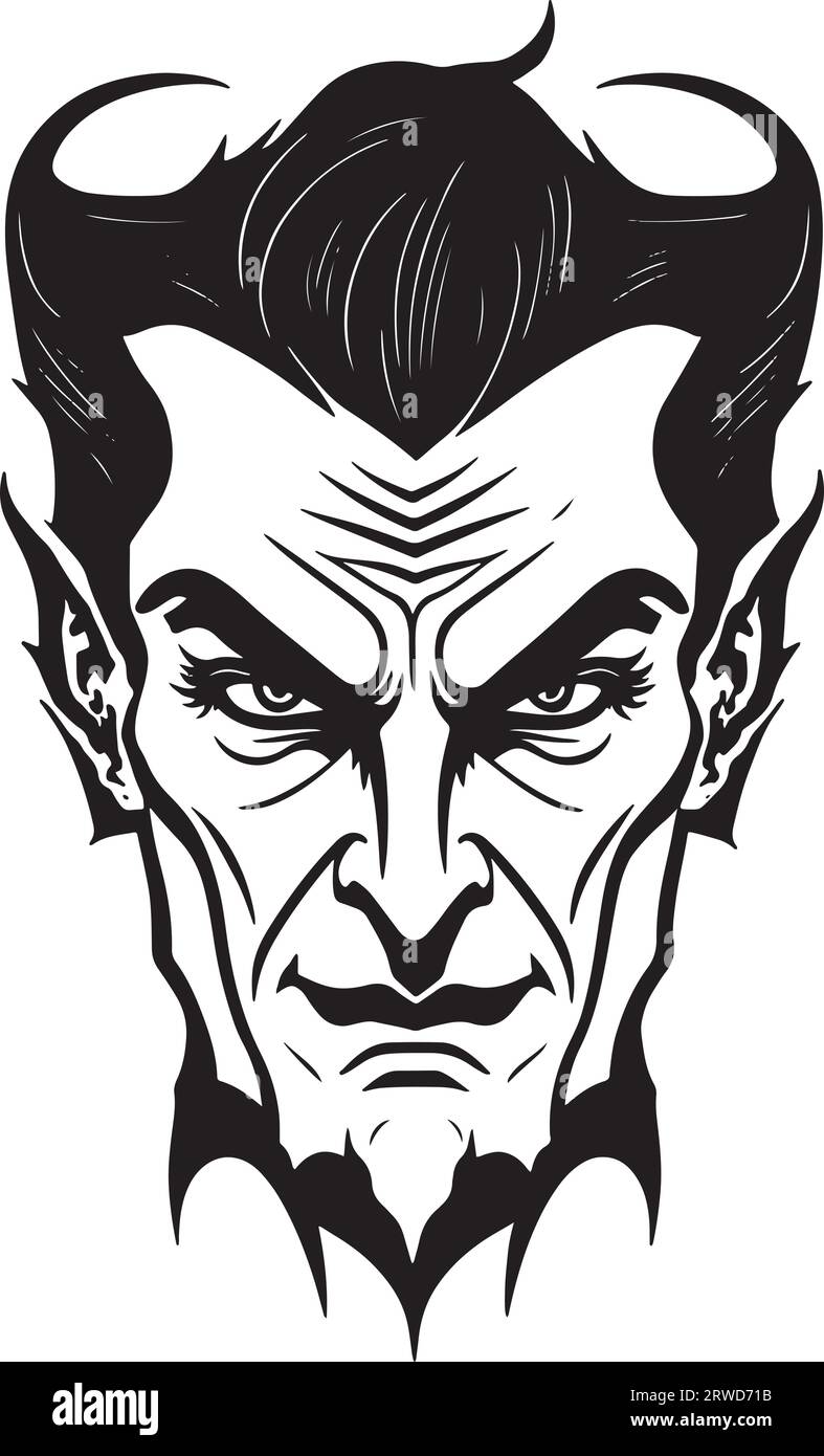 Vecteur de contour noir Dracula Head Illustration de Vecteur