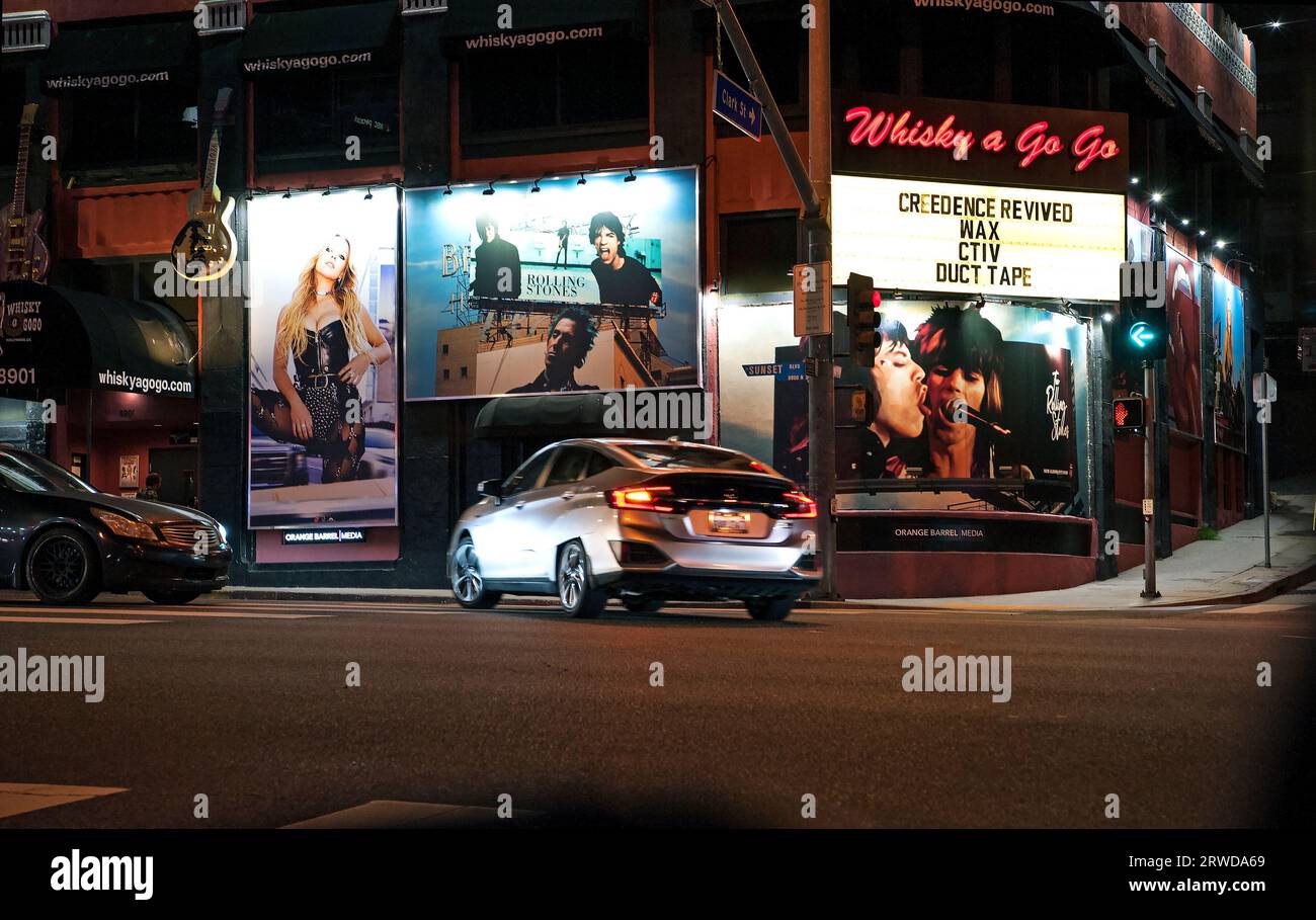 Rolling Stones Billboards de la vidéo Angry sur le Whisky A Go Go, sur le Sunset Strip, West Hollywood, Los Angeles, Californie, États-Unis Banque D'Images