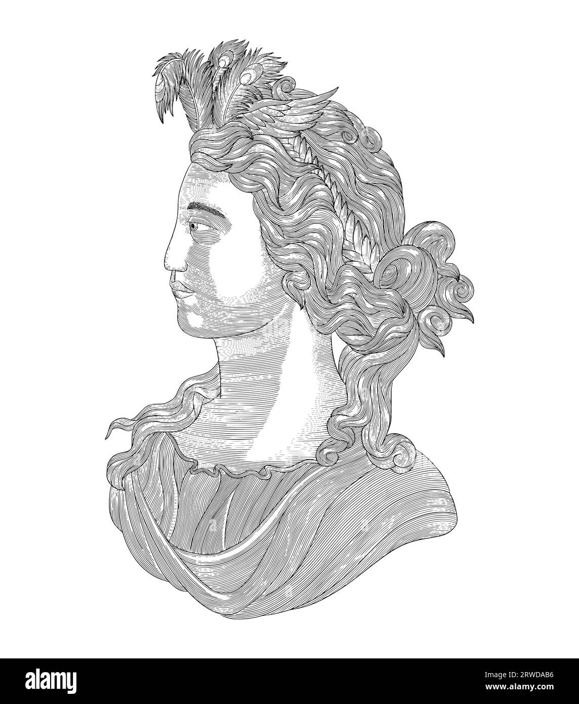 Portrait de belle femme, illustration gravée Vintage Illustration de Vecteur